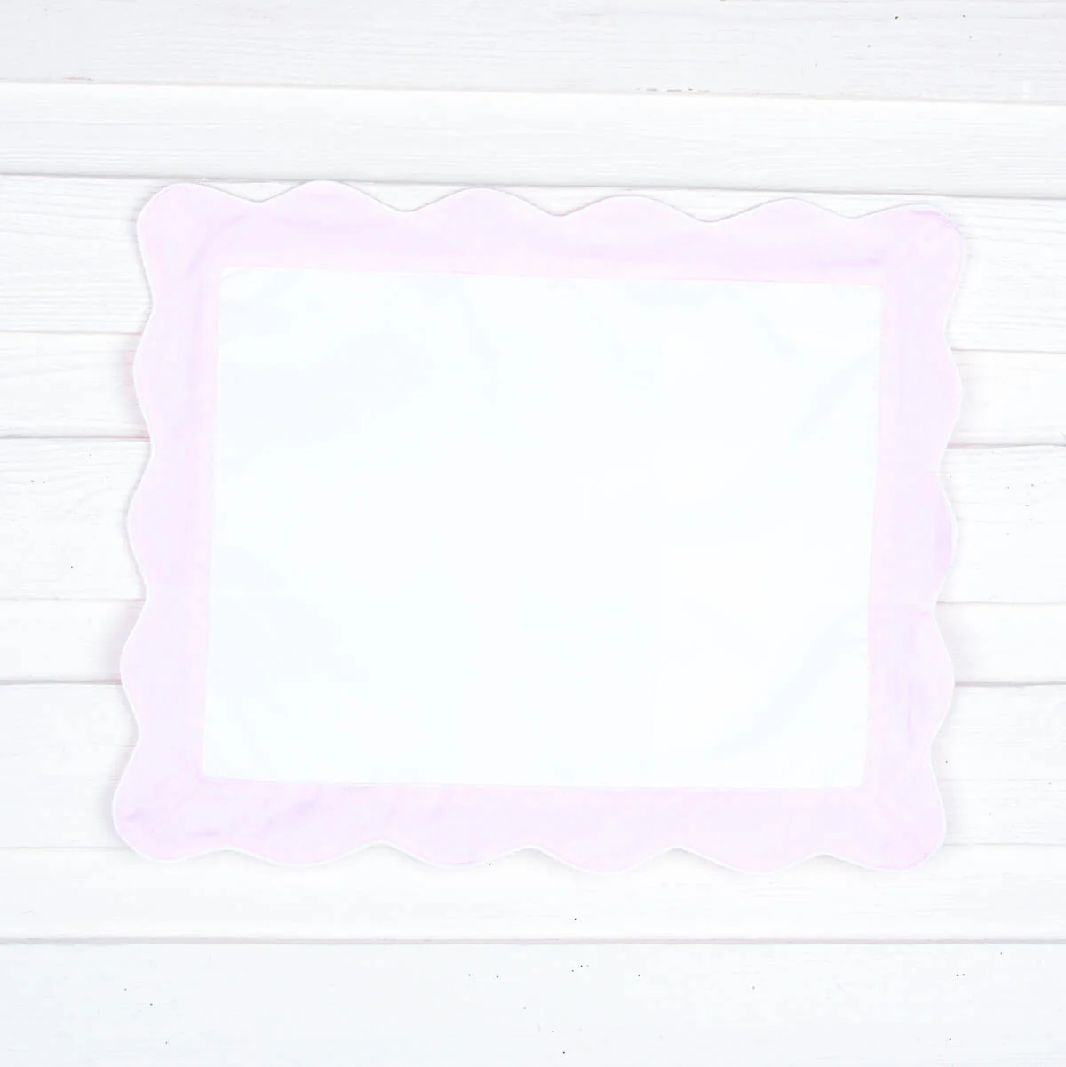 White & Pink Scalloped Monogram Pillowcase - Image 2