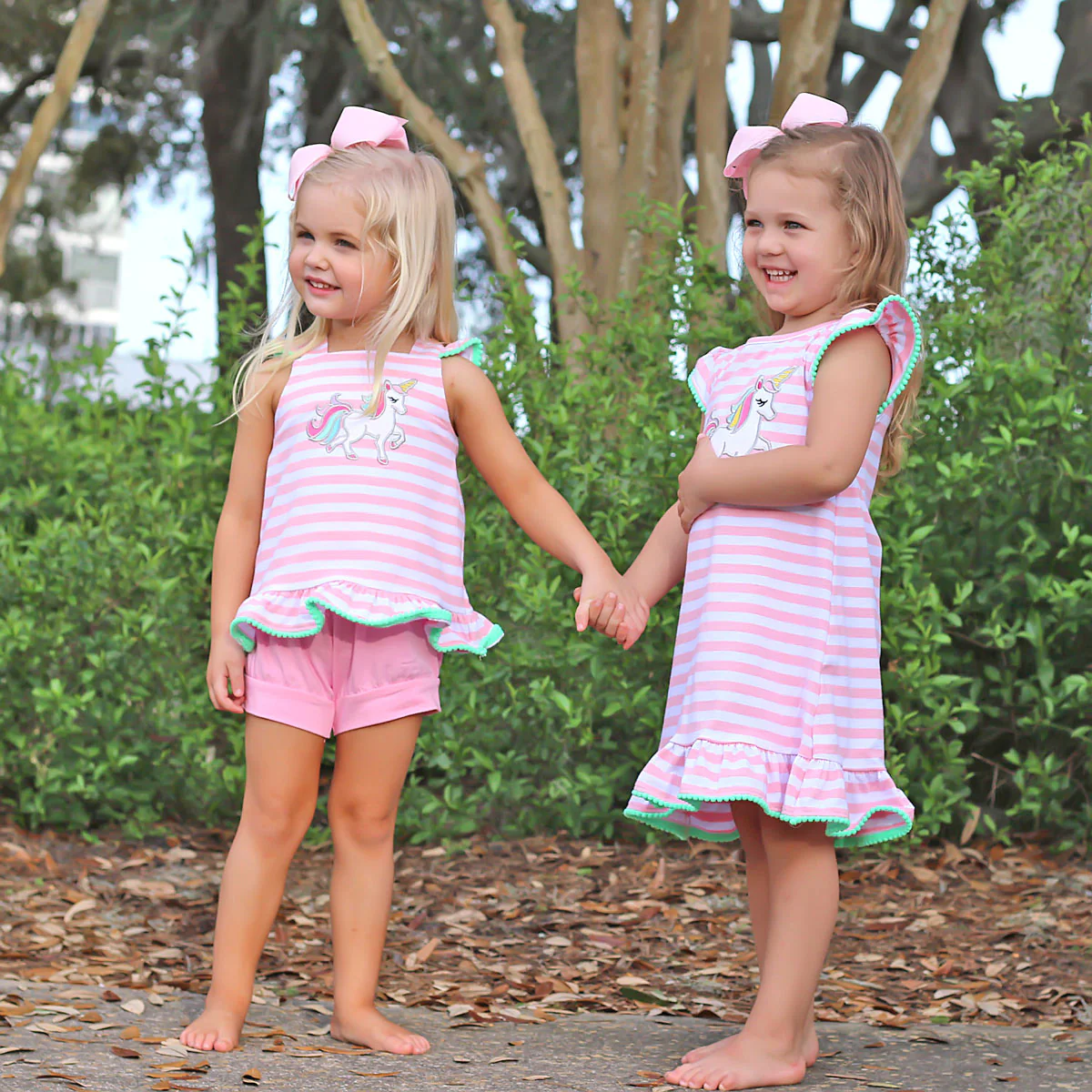 Pink Stripe Cross Back Unicorn Short Set - Image 7