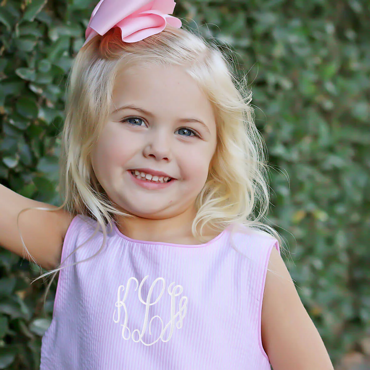 Flower Applique Pink Stripe Dress - Image 4