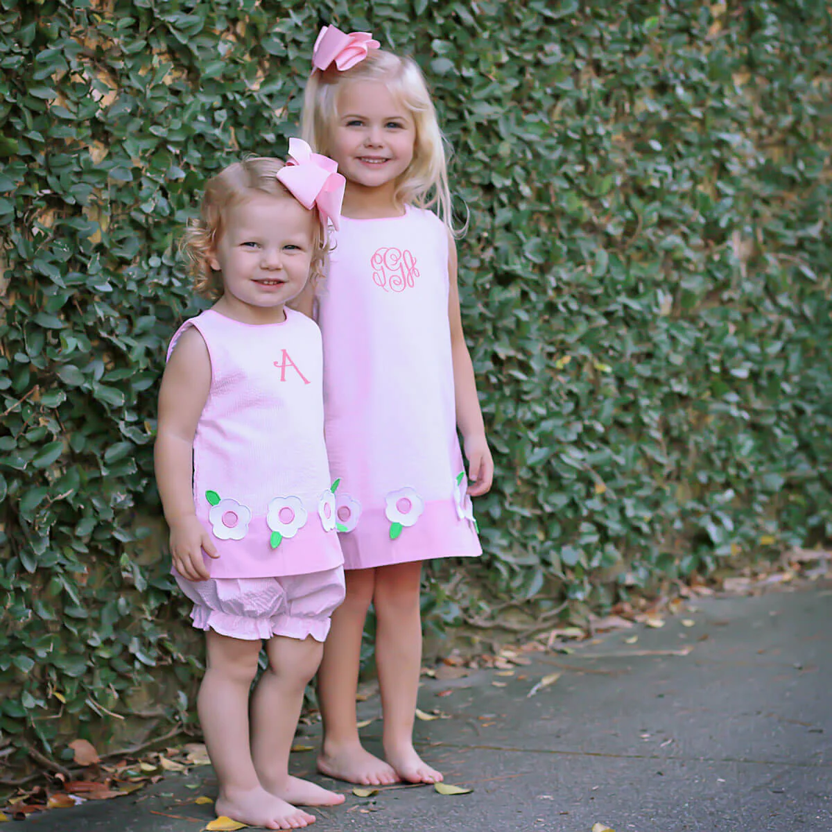 Flower Applique Pink Stripe Bloomer Set - Image 5