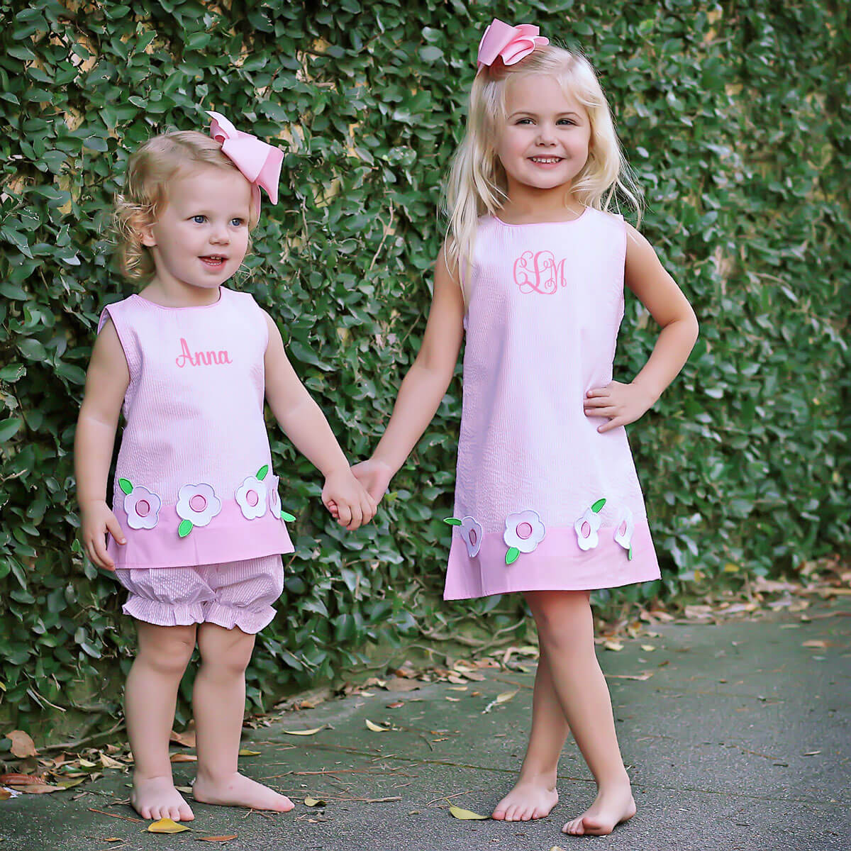 Flower Applique Pink Stripe Bloomer Set - Image 6