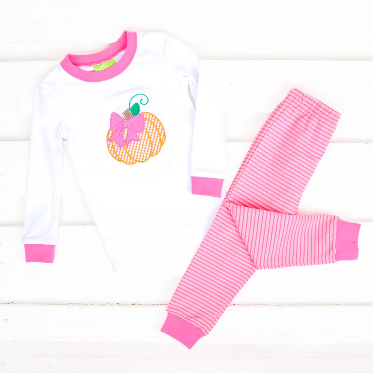 Bow Pumpkin Pink Stripe Pajamas - Image 3