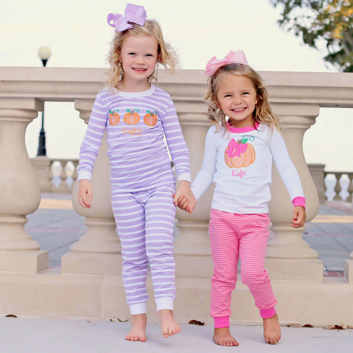 Bow Pumpkin Pink Stripe Pajamas - Image 4