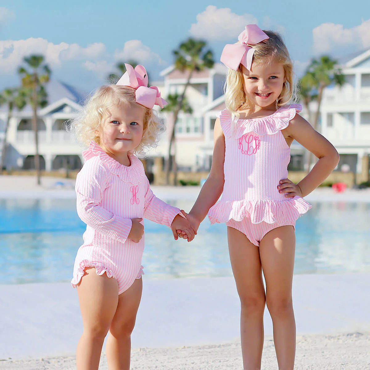 Pink Stripe Long Sleeve Swimsuit - Image 3