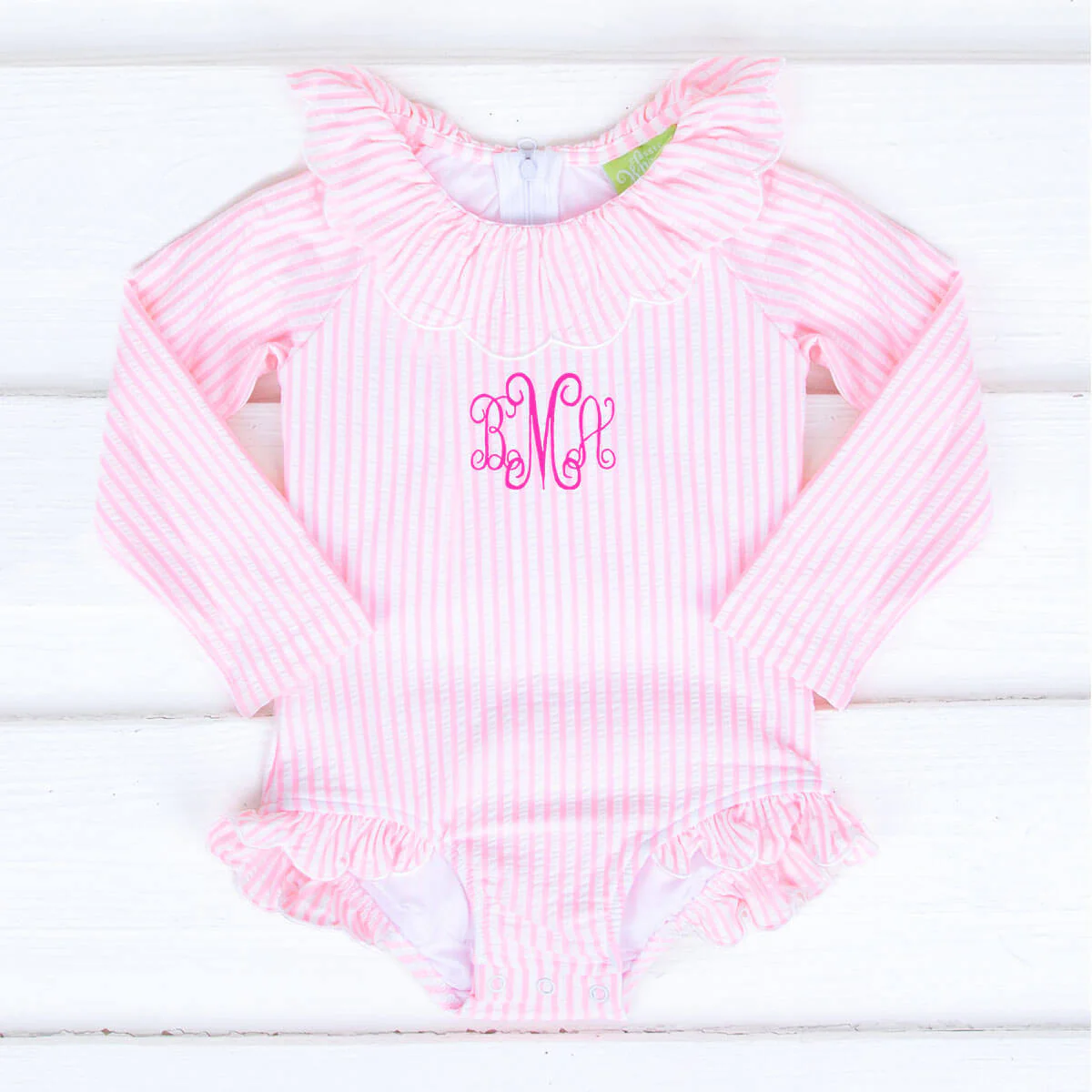Pink Stripe Long Sleeve Swimsuit - Image 4