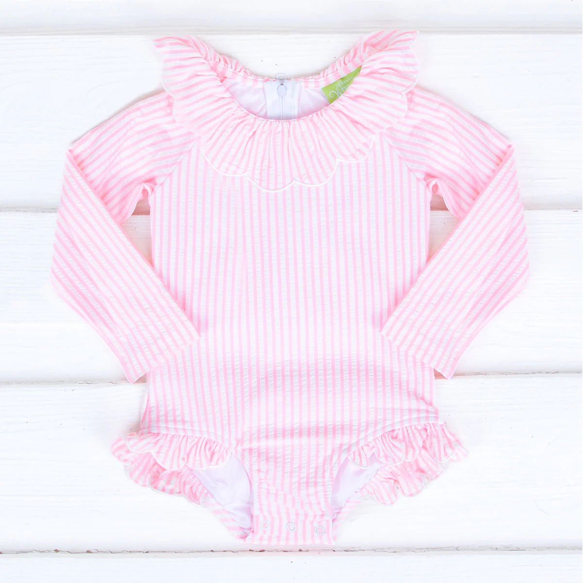 Pink Stripe Long Sleeve Swimsuit - Image 5