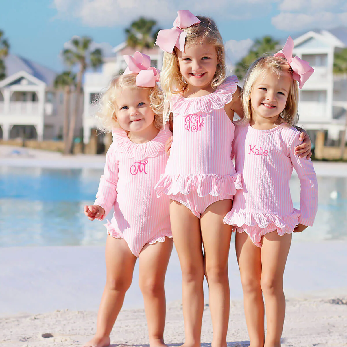 Pink Stripe Long Sleeve Swimsuit - Image 7