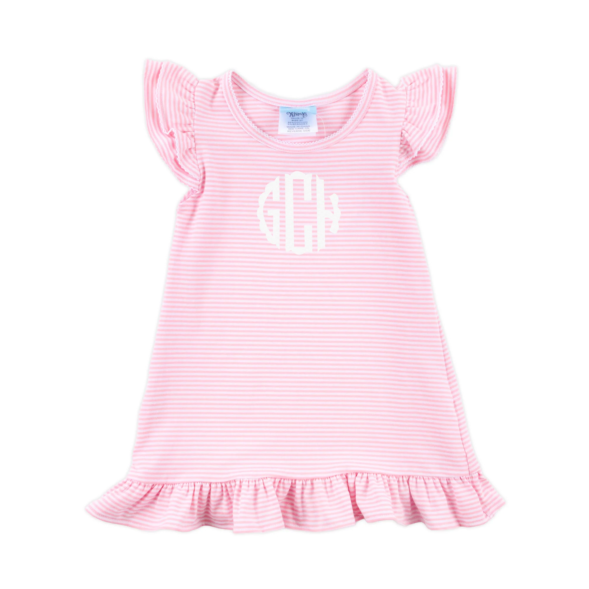 Milly Stripe Ruffle Dress Pink - Image 2