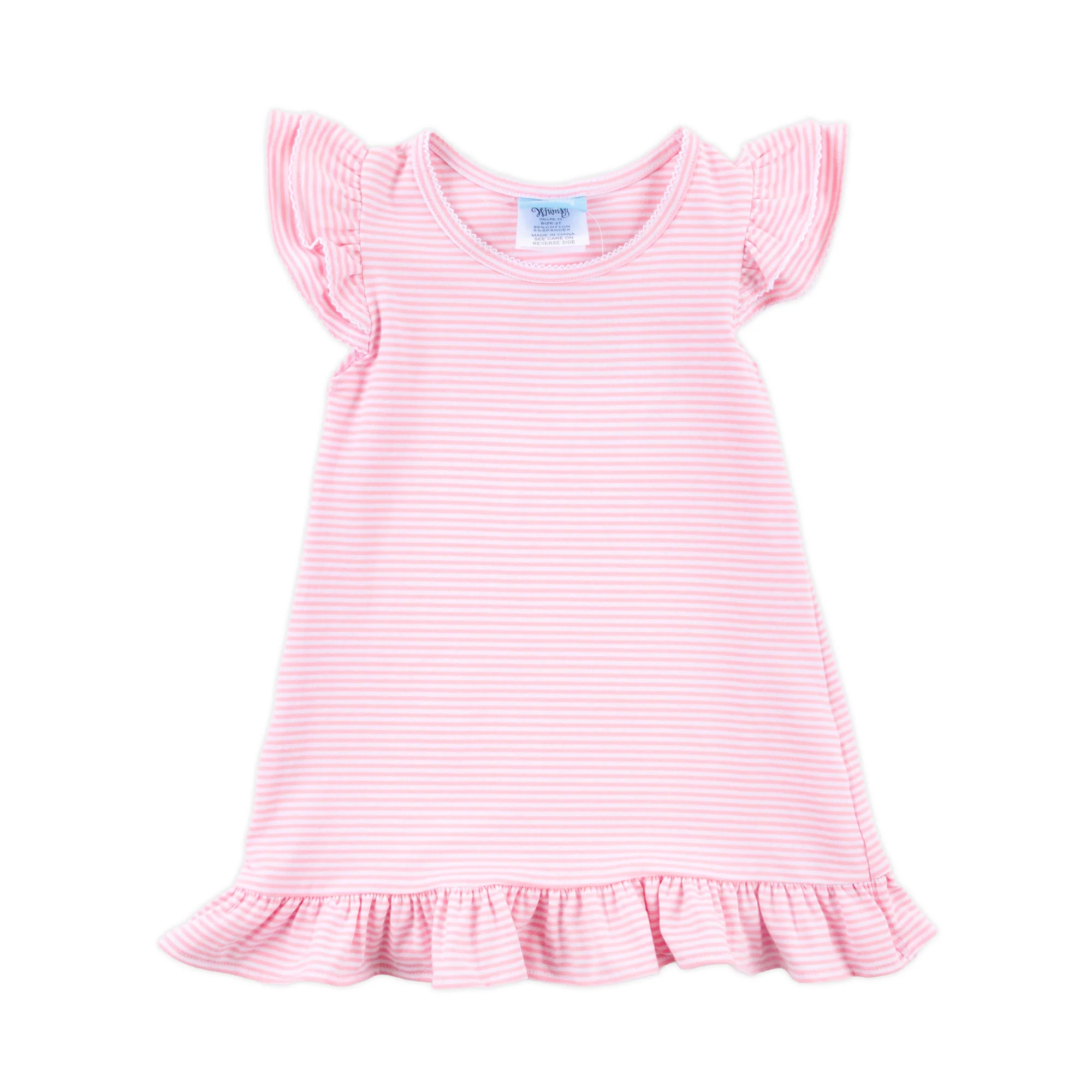 Milly Stripe Ruffle Dress Pink - Image 4