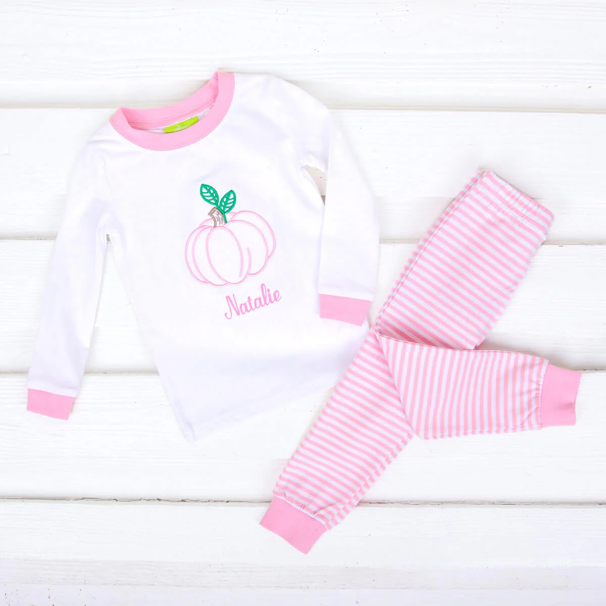 Delightful Pumpkin Pink Stripe Pajamas - Image 2