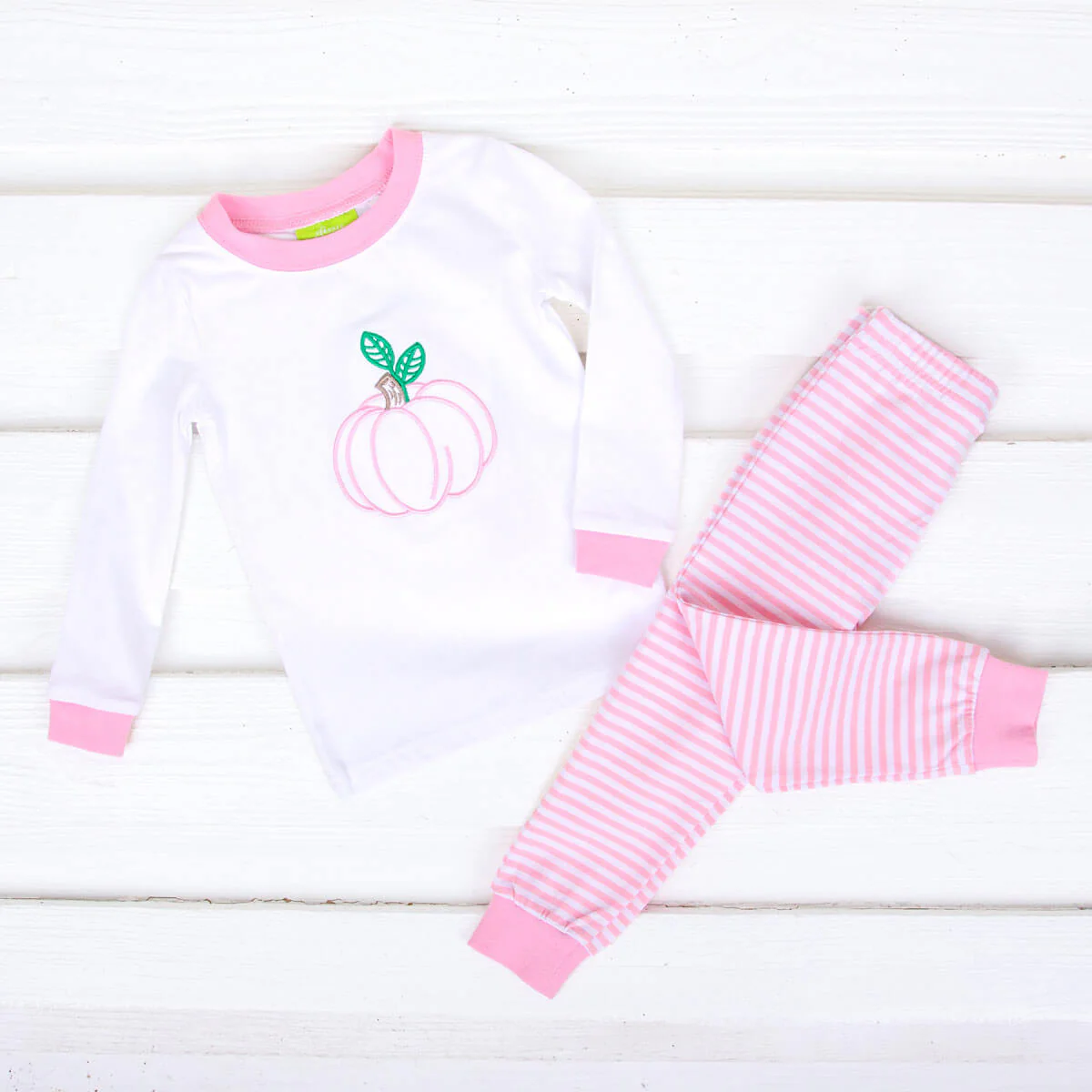 Delightful Pumpkin Pink Stripe Pajamas - Image 3