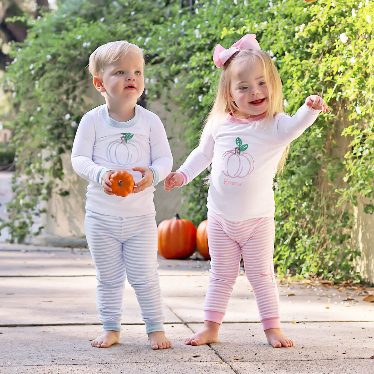 Delightful Pumpkin Pink Stripe Pajamas - Image 4