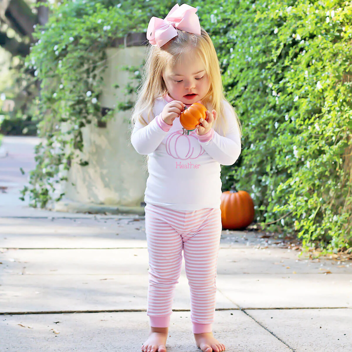 Delightful Pumpkin Pink Stripe Pajamas - Image 5