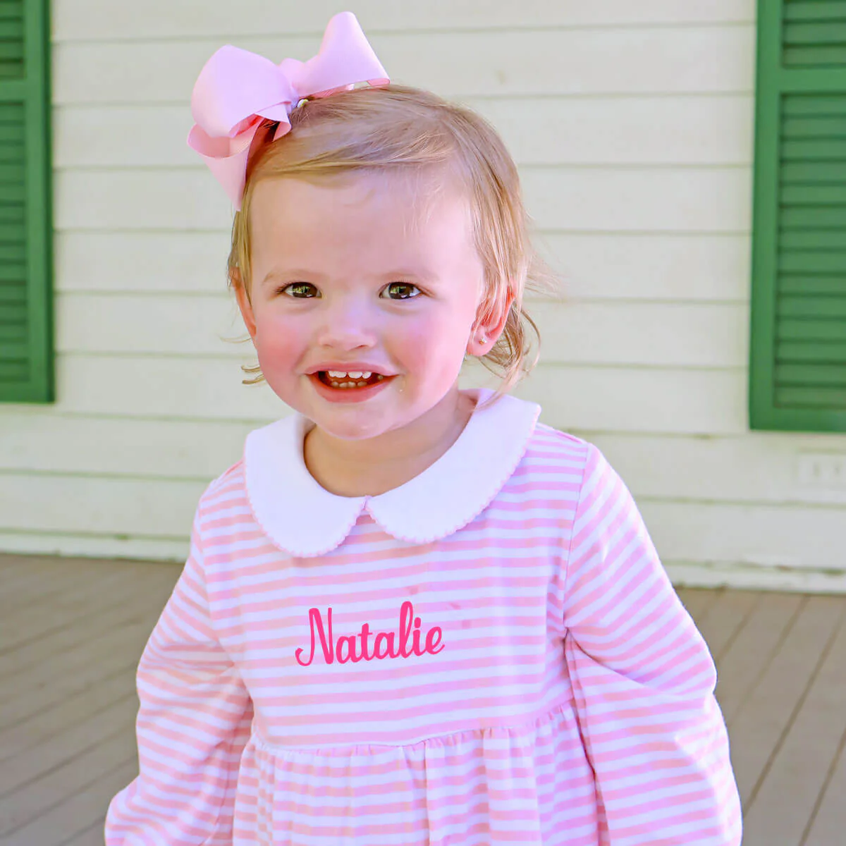 Pink Stripe Ruffle Romper - Image 3