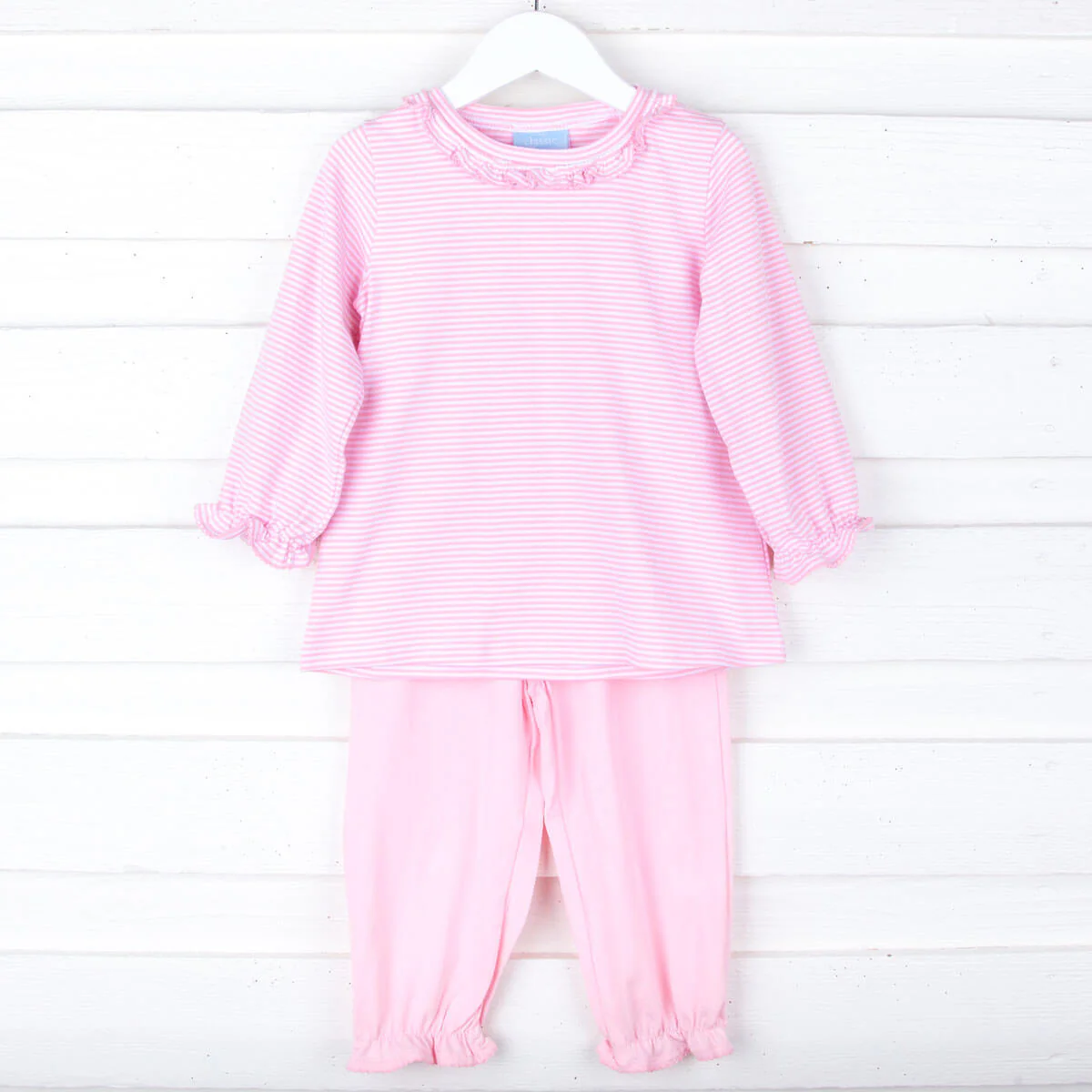 Pink Stripe Ruffle Pant Set - Image 3