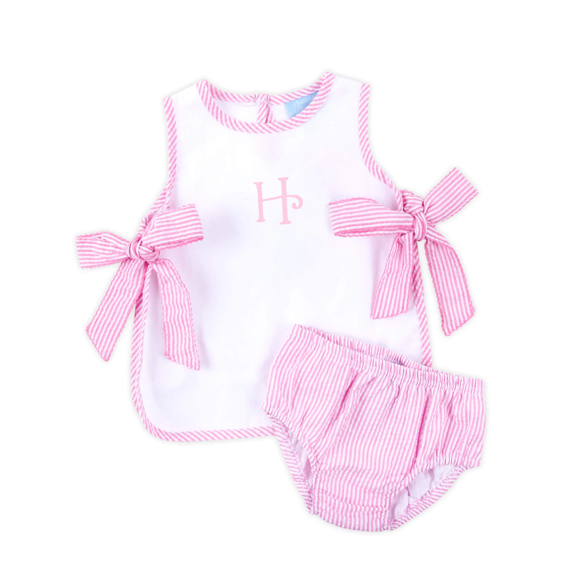 Pink Stripe Seersucker Popover Set - Image 2