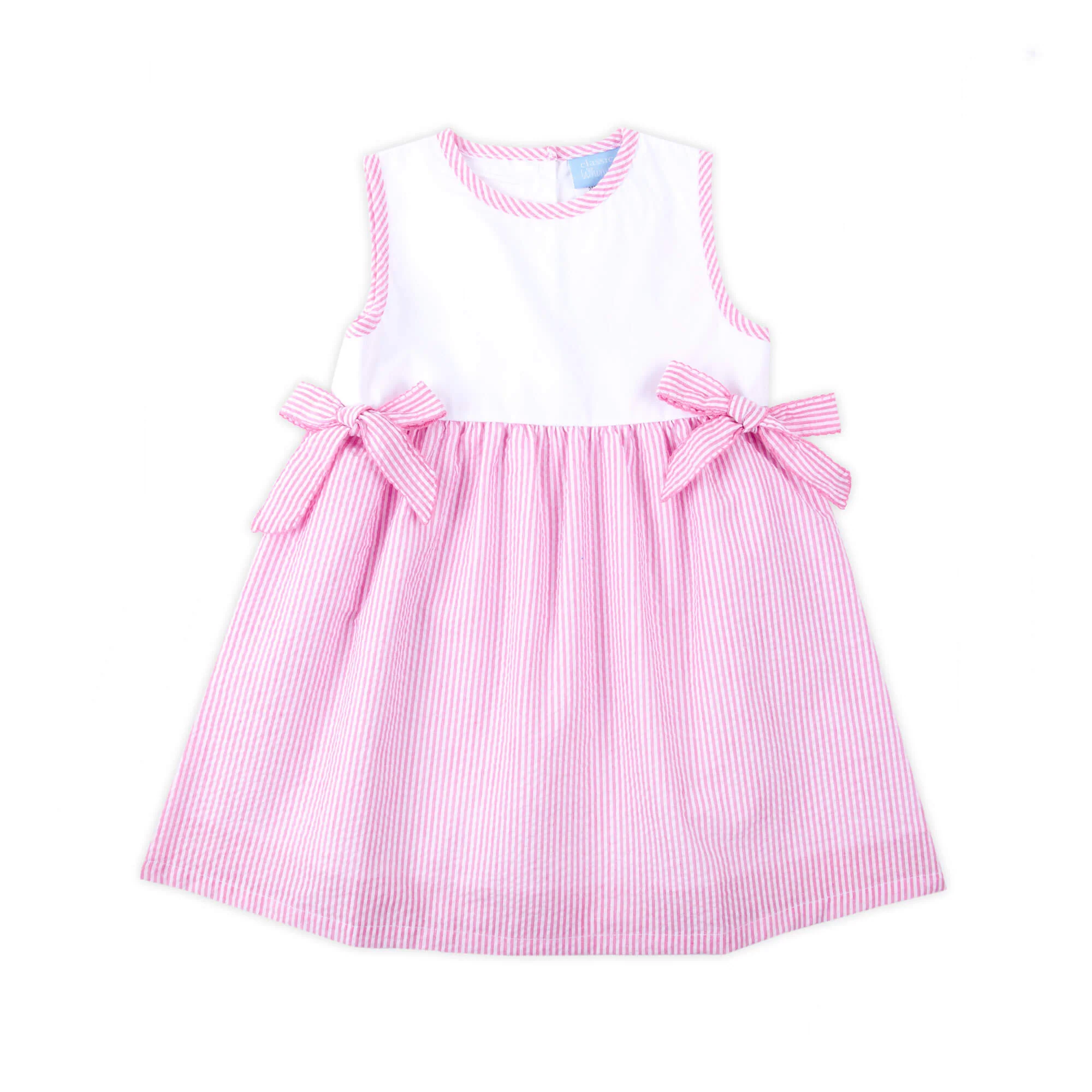 Pink Stripe Seersucker Side Tie Dress - Image 4