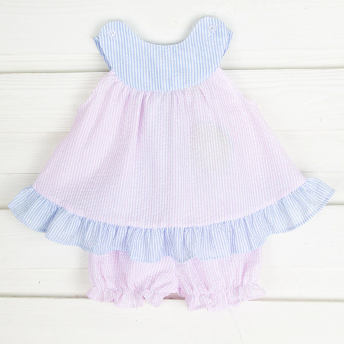 Pink Stripe Seersucker Blythe Bloomer Set - Image 2