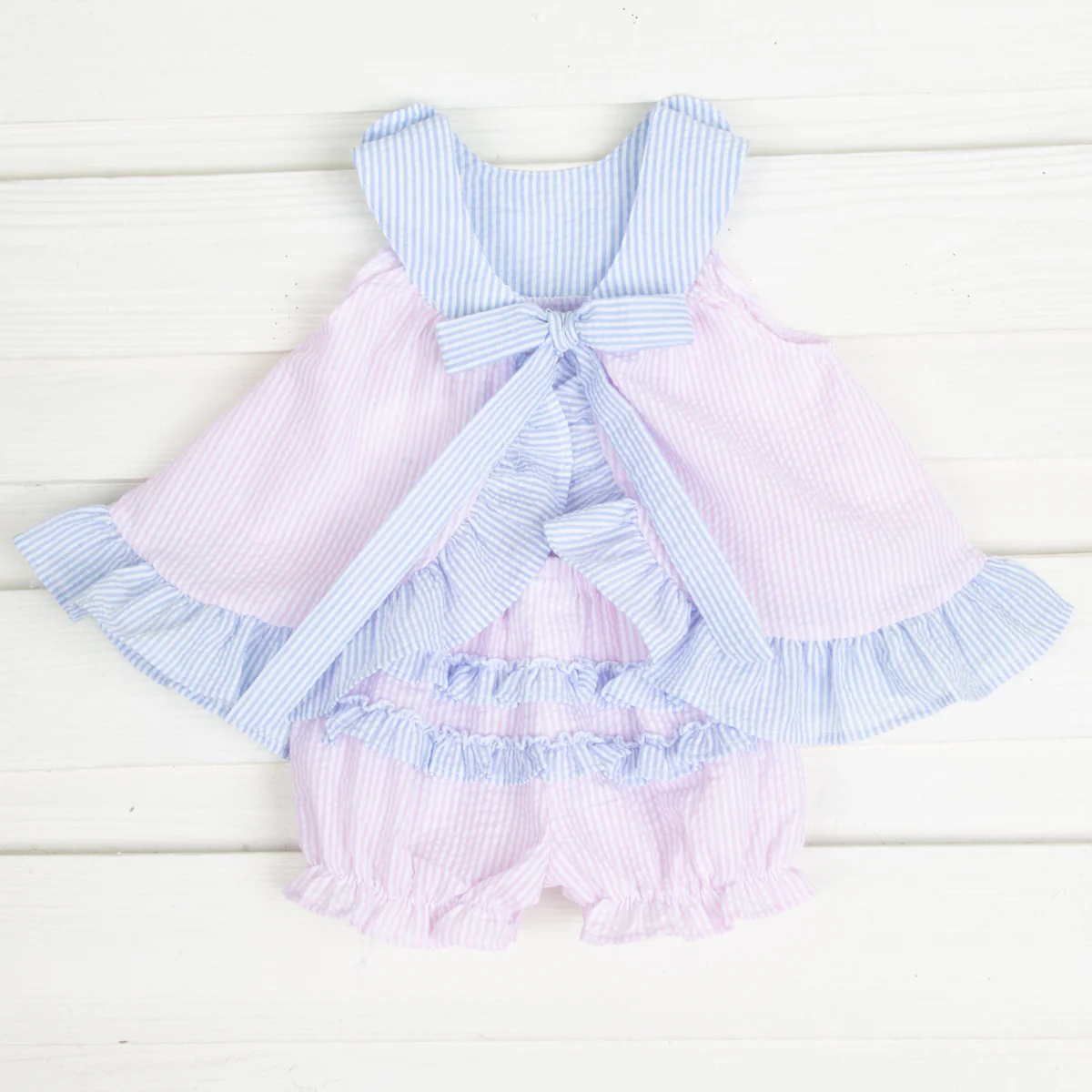 Pink Stripe Seersucker Blythe Bloomer Set - Image 4