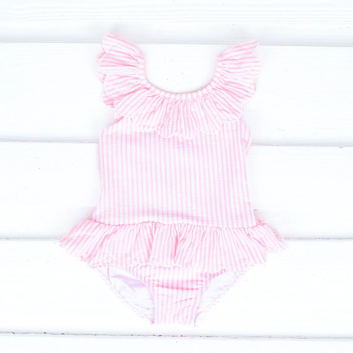Pink Stripe Seersucker Swimsuit - Image 5