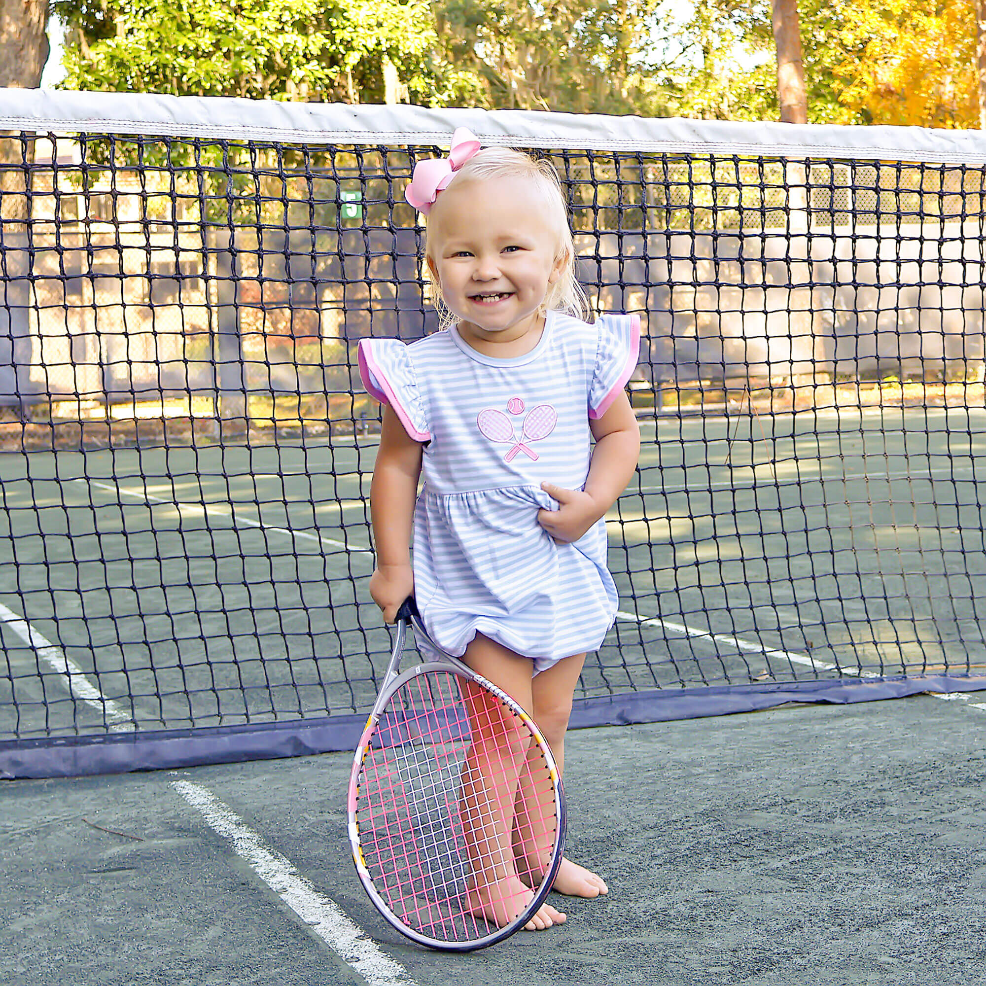 Tennis Racquet Light Blue Stripe Bubble - Image 4