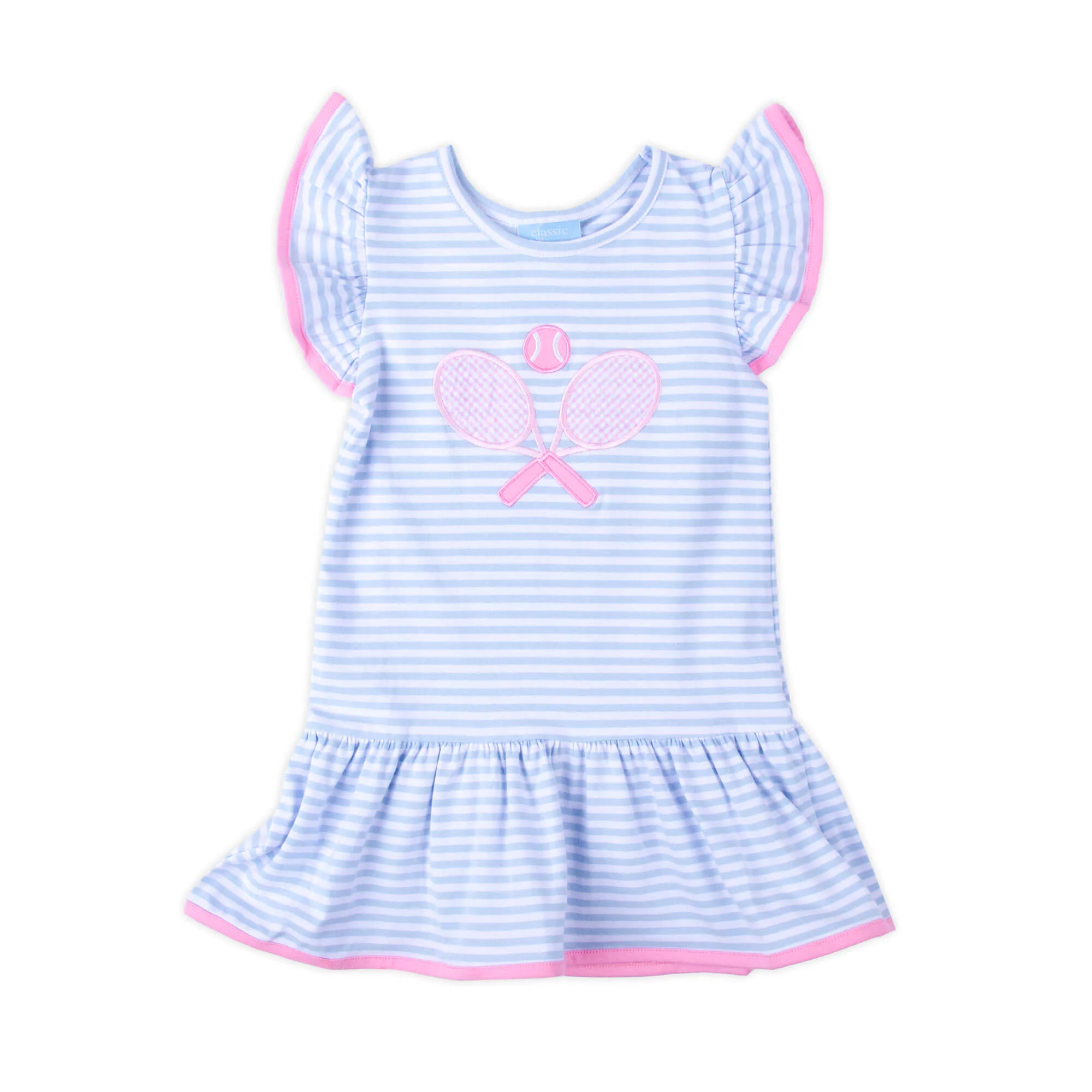 Tennis Racquet Light Blue Stripe Lainey Dress - Image 2