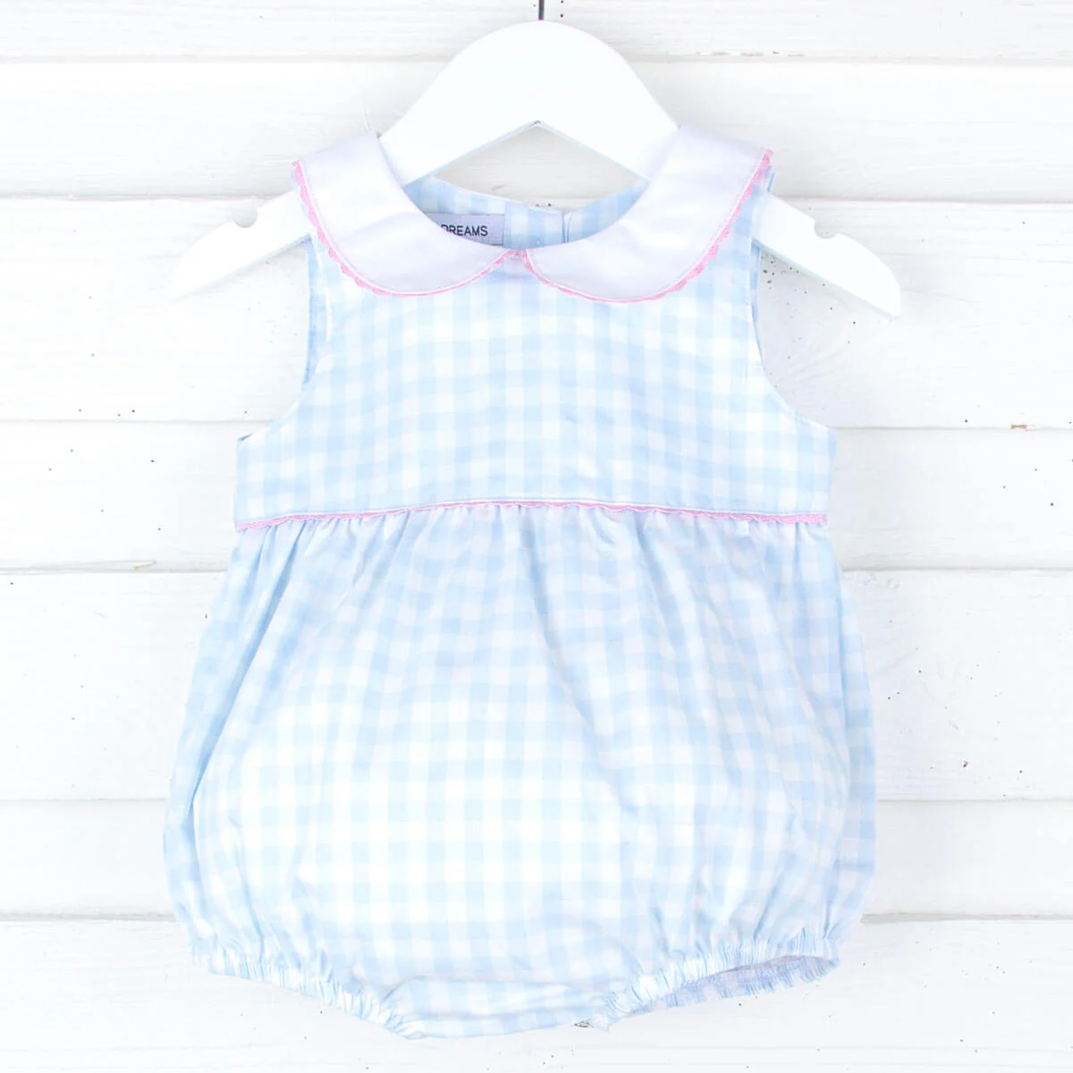 Light Blue Gingham Sleeveless Bubble - Image 2
