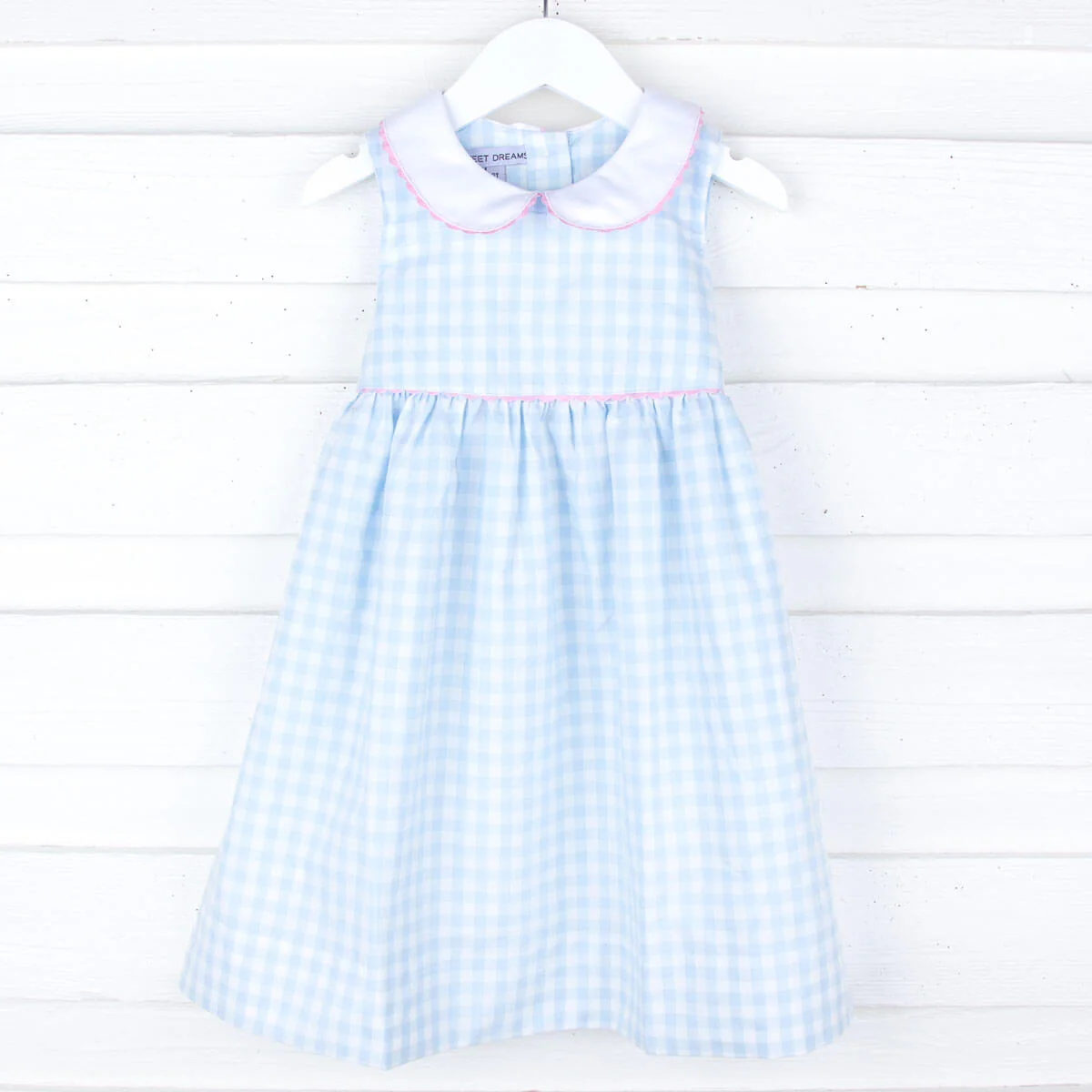Light Blue Gingham Sleeveless Dress - Image 3