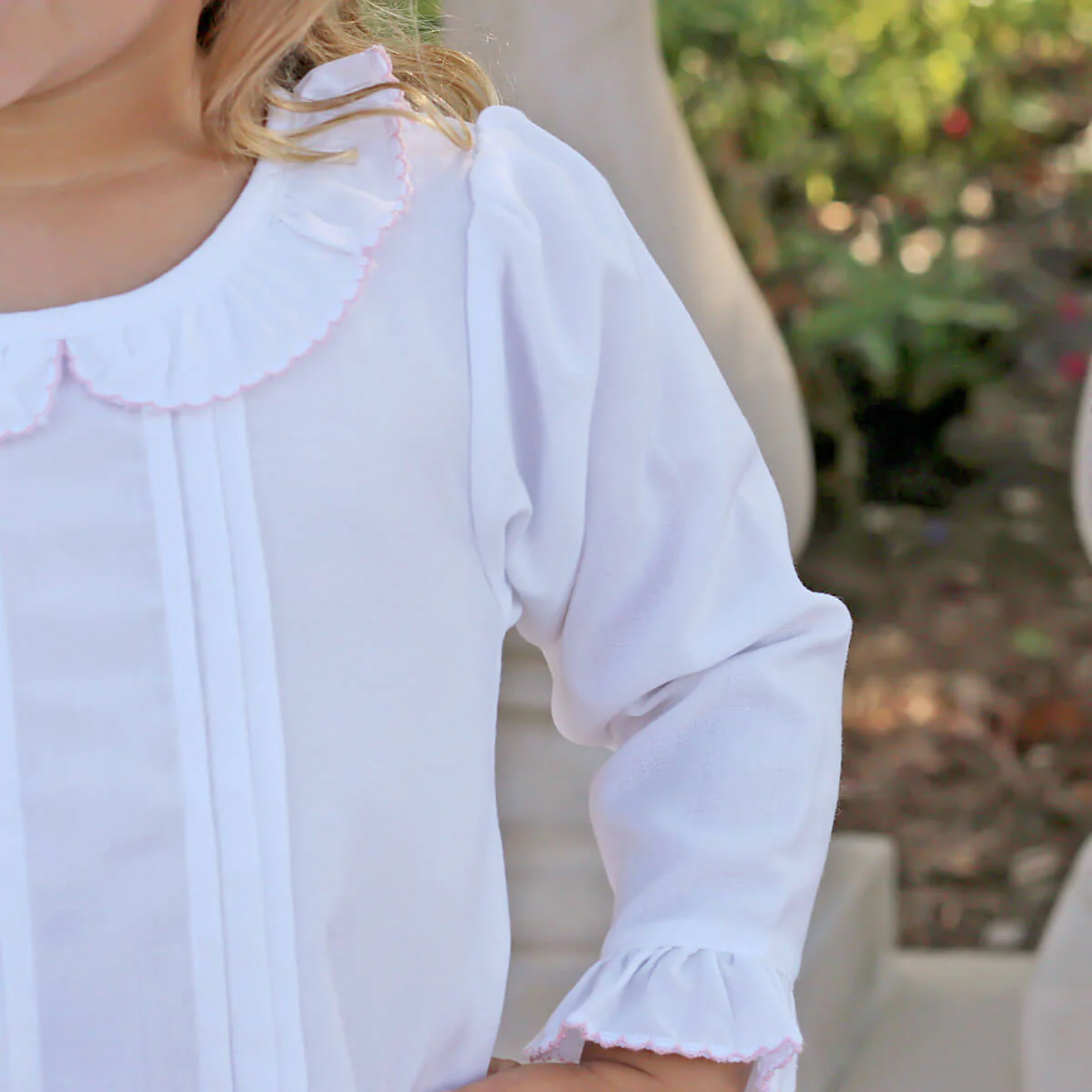 Pink Trim Pleated Nightgown - Image 3