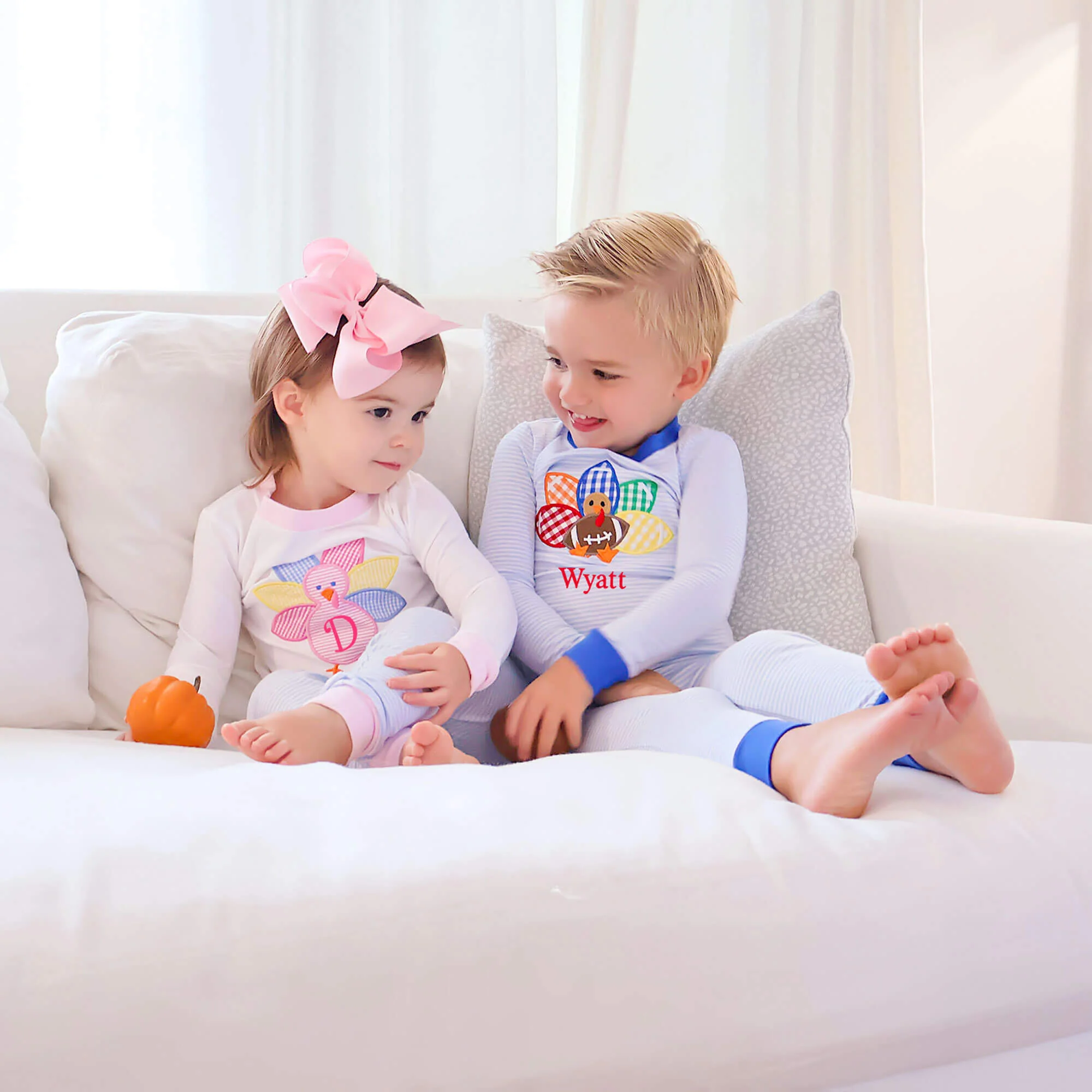 Pink Turkey Light Blue Stripe Pajamas - Image 3