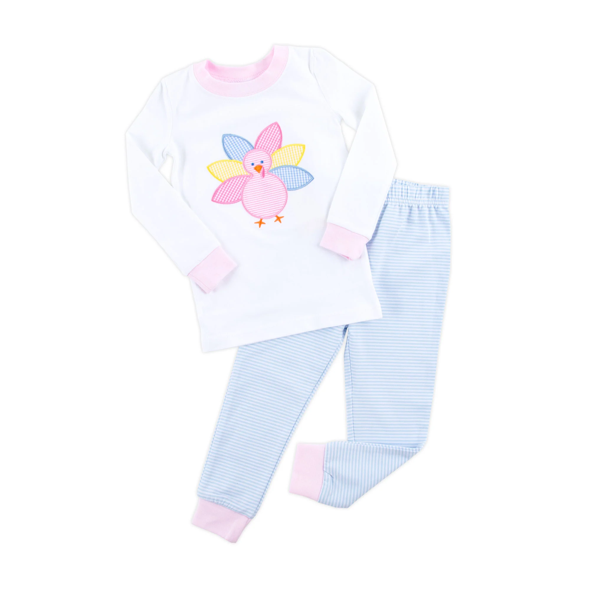 Pink Turkey Light Blue Stripe Pajamas - Image 4