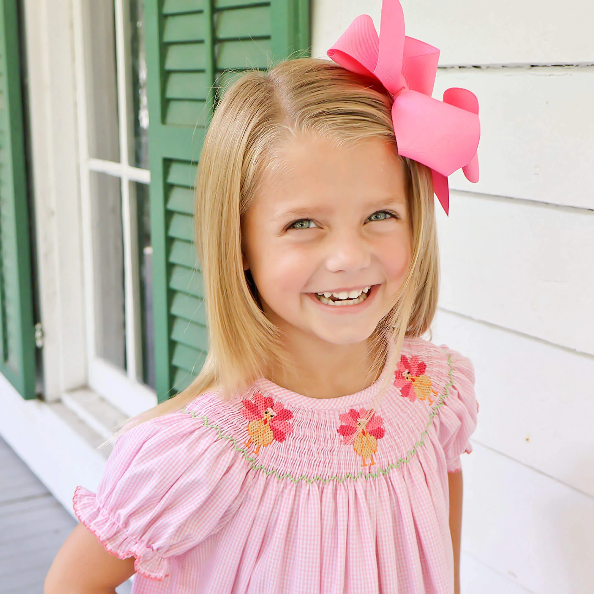 Pink Turkey Smocked Bishop Dress - Image 2