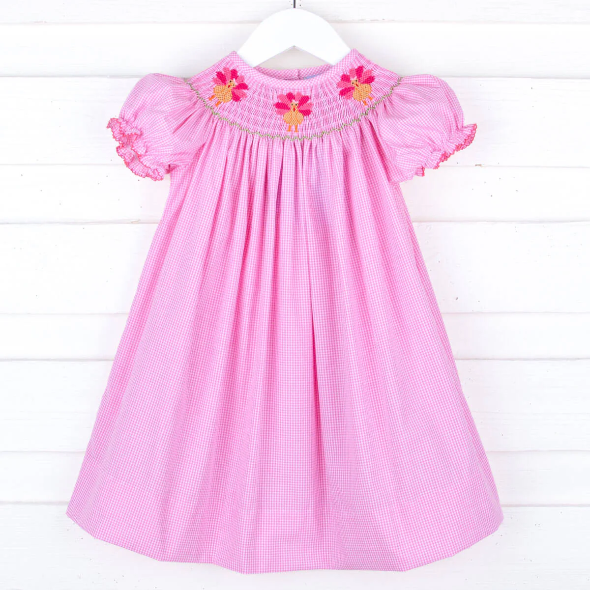 Pink Turkey Smocked Bishop Dress - Image 3