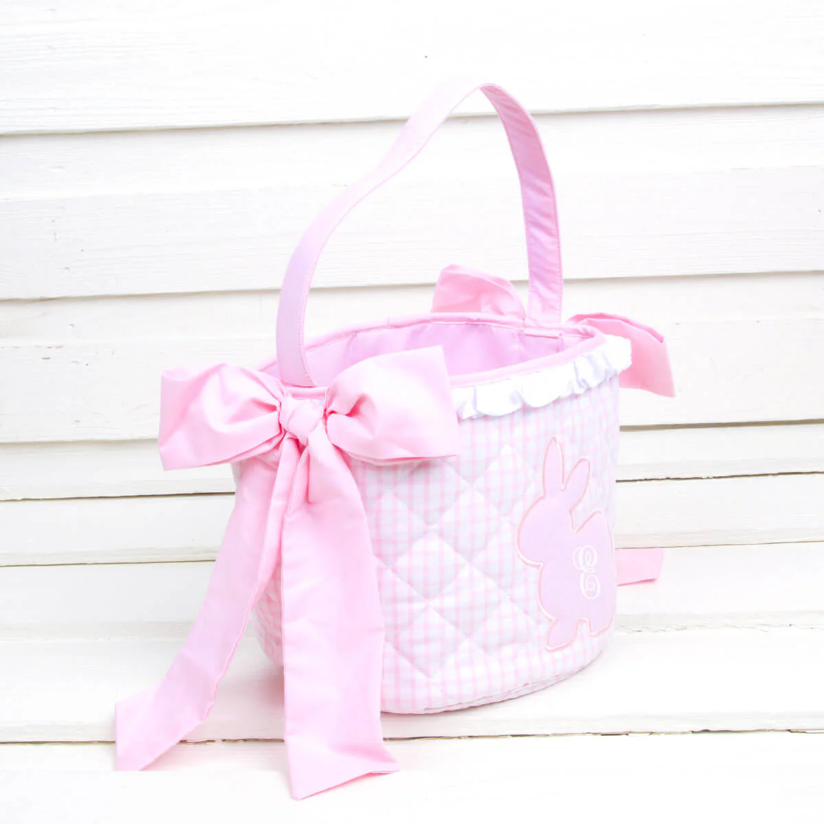 Pink Windowpane Easter Basket - Image 2