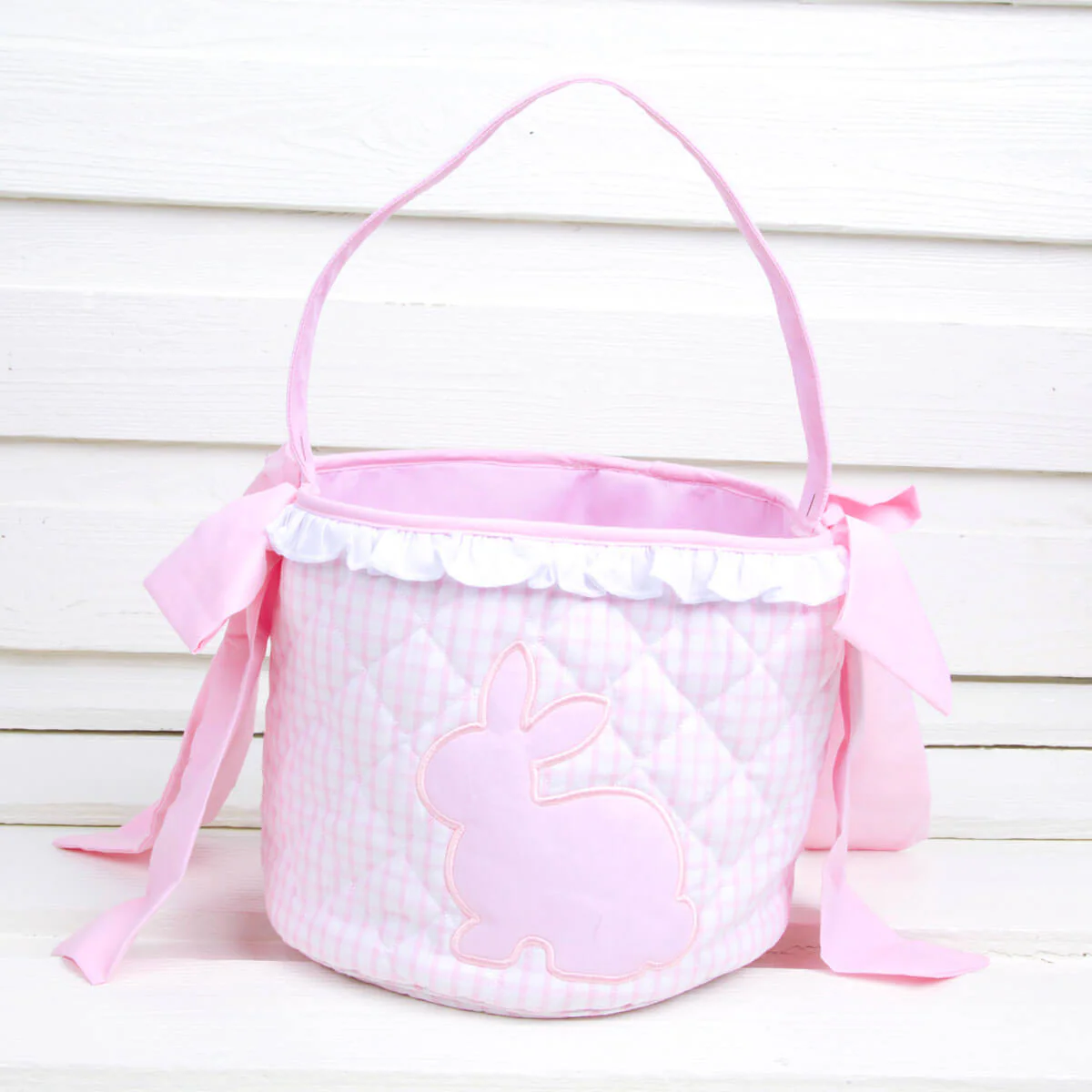 Pink Windowpane Easter Basket - Image 3