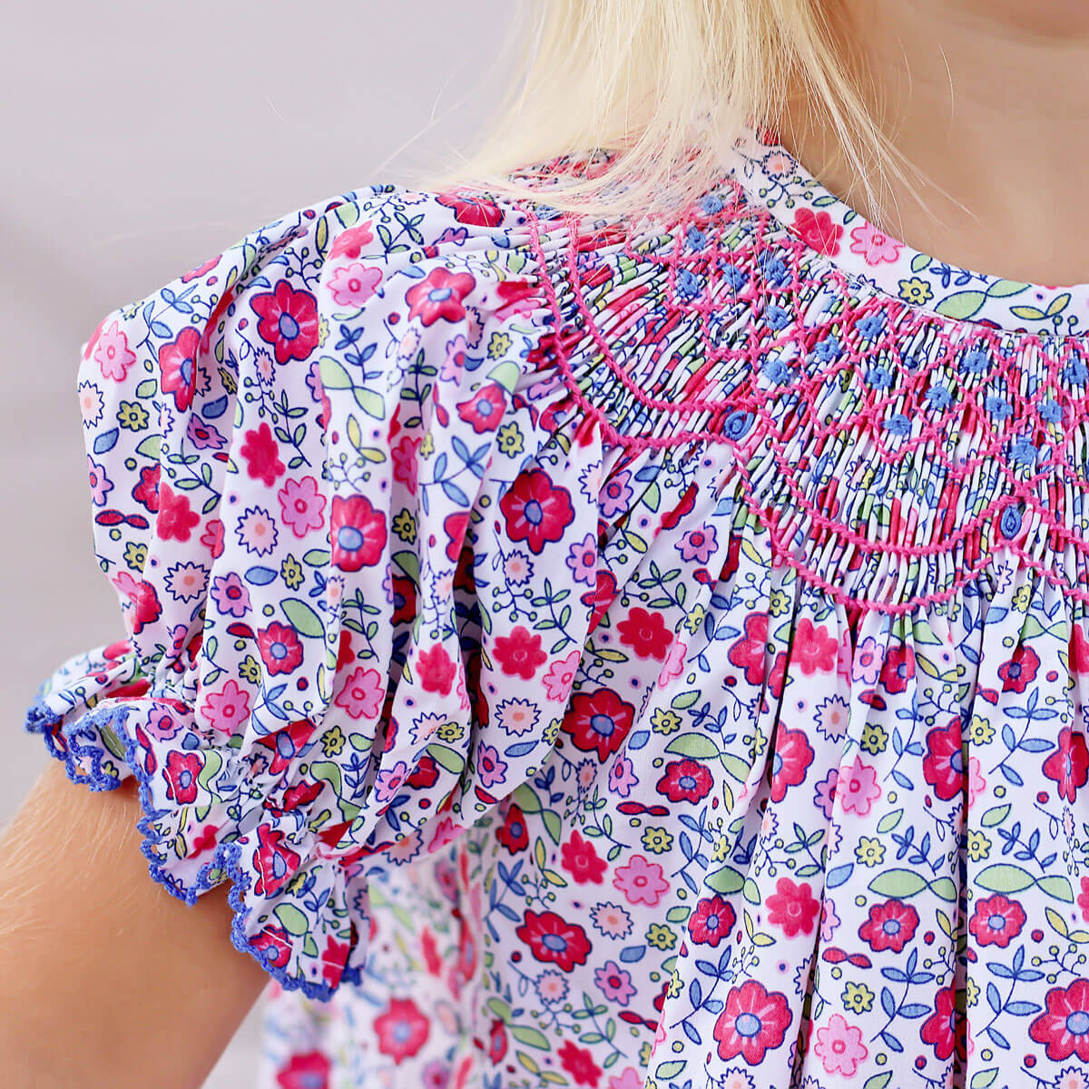 Fall Floral Smocked Bishop Dress - Image 2