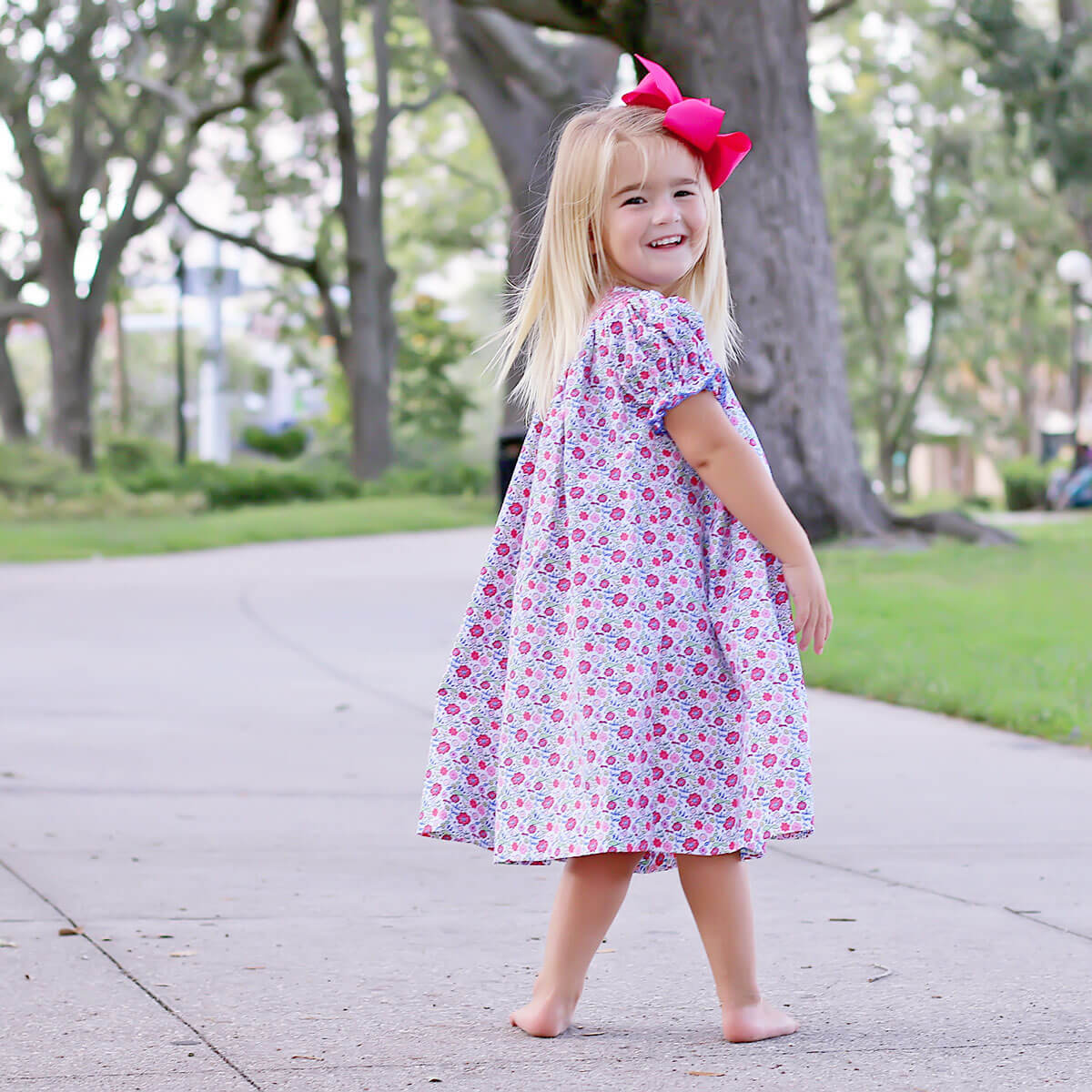 Fall Floral Smocked Bishop Dress - Image 4
