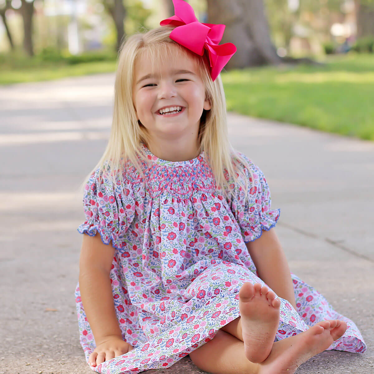 Fall Floral Smocked Bishop Dress - Image 5