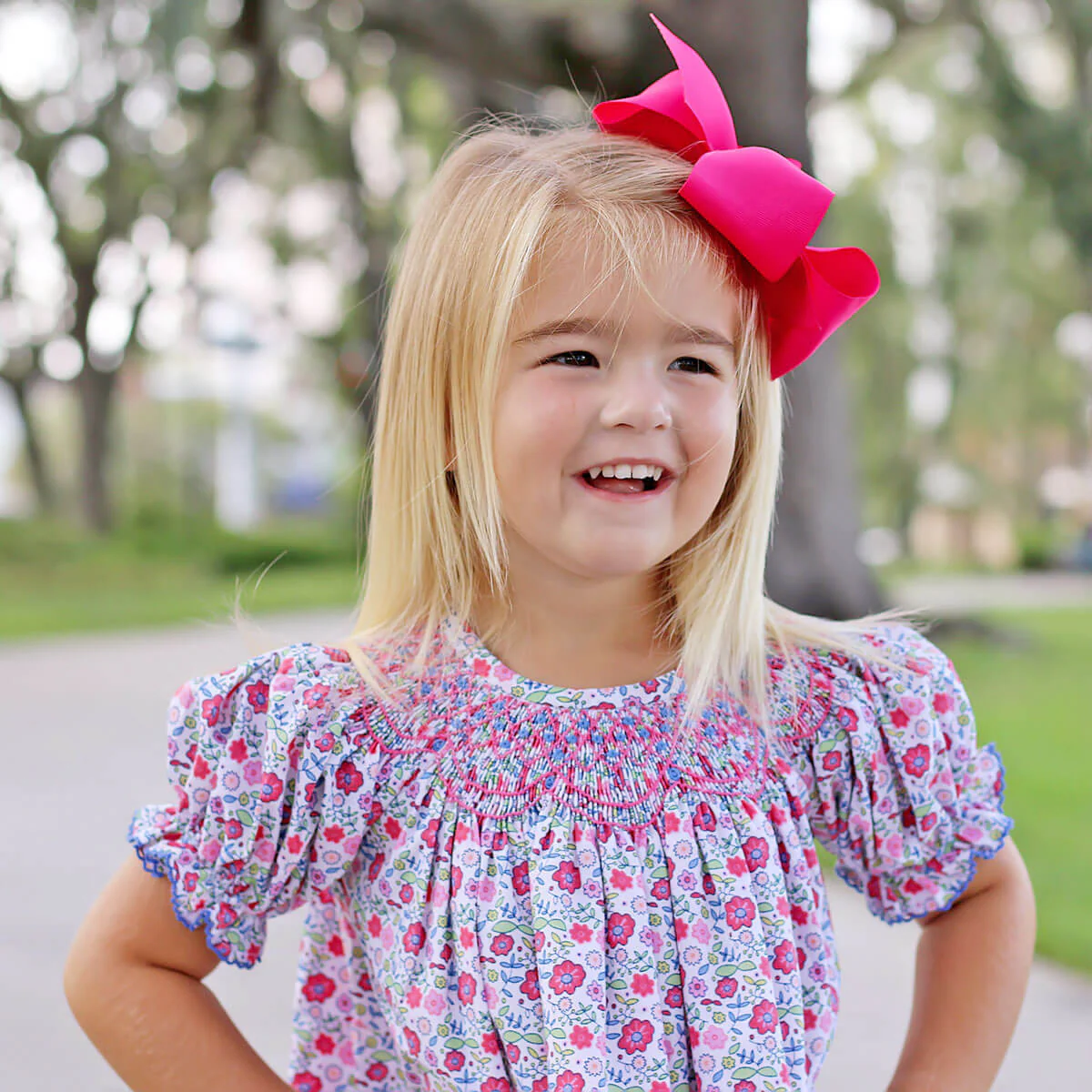 Fall Floral Smocked Bishop Dress - Image 6