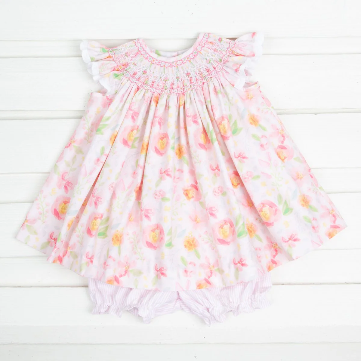 Pretty Peony Smocked Geometric Bloomer Set - Image 2