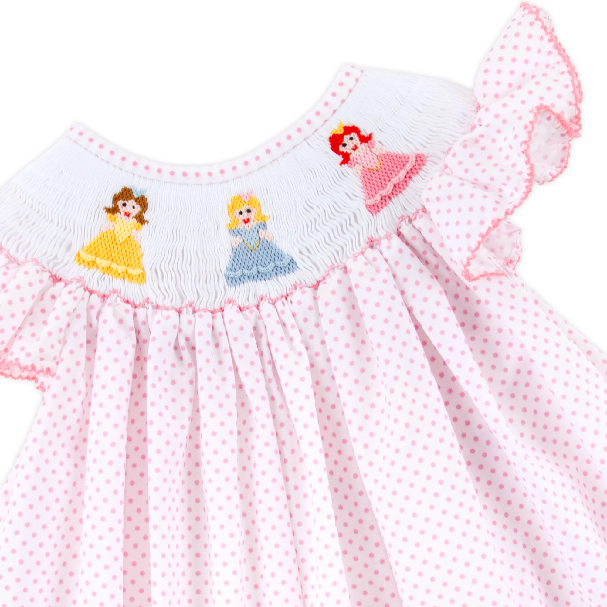 Pretty Princess Pink Dot Smocked Dress - Image 2