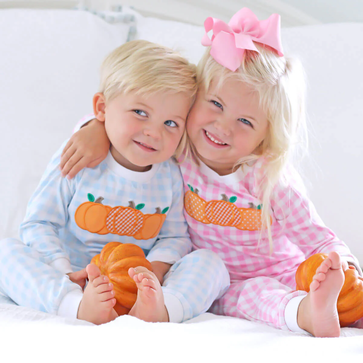 Pumpkin Cluster Pink Gingham Pajamas - Image 3