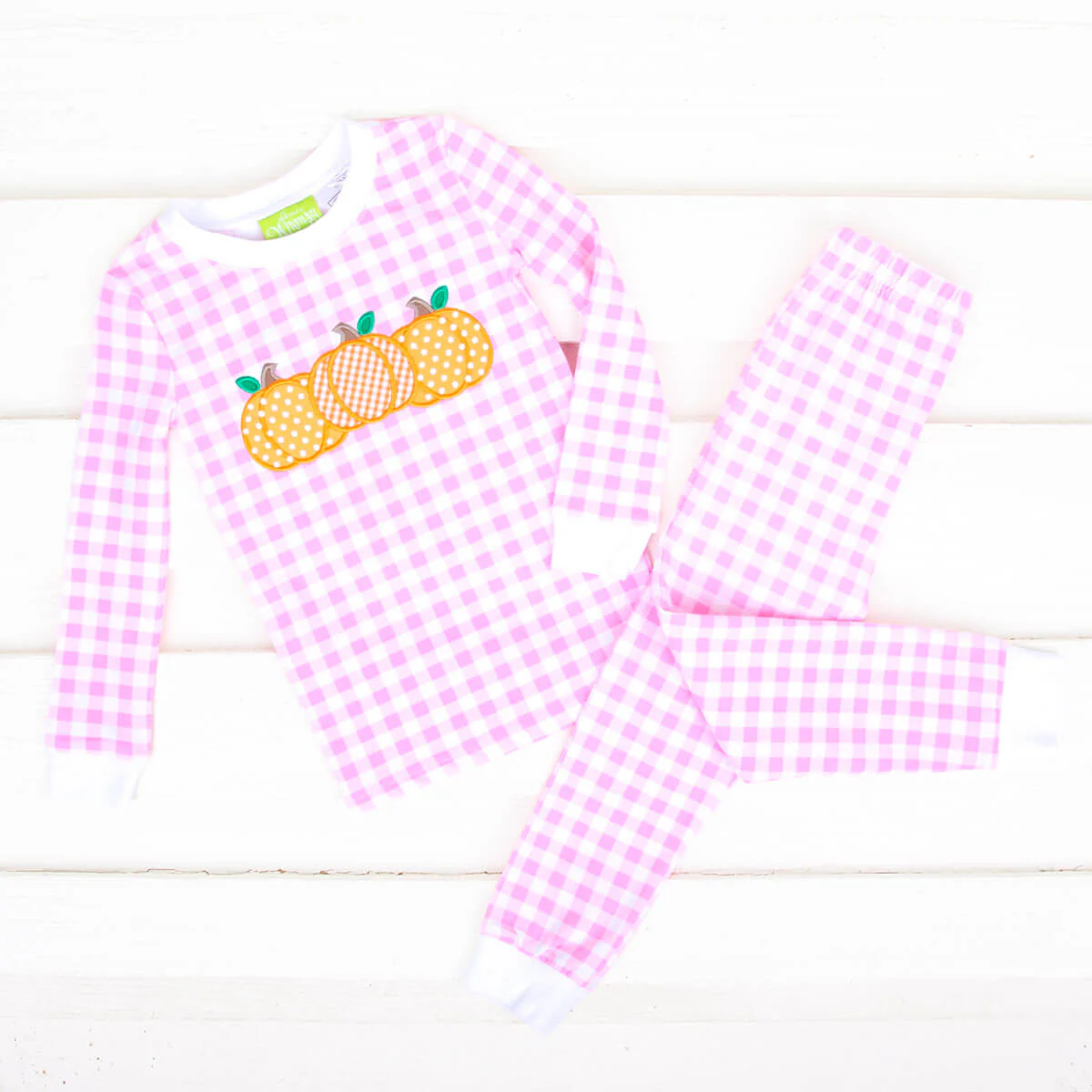 Pumpkin Cluster Pink Gingham Pajamas - Image 5