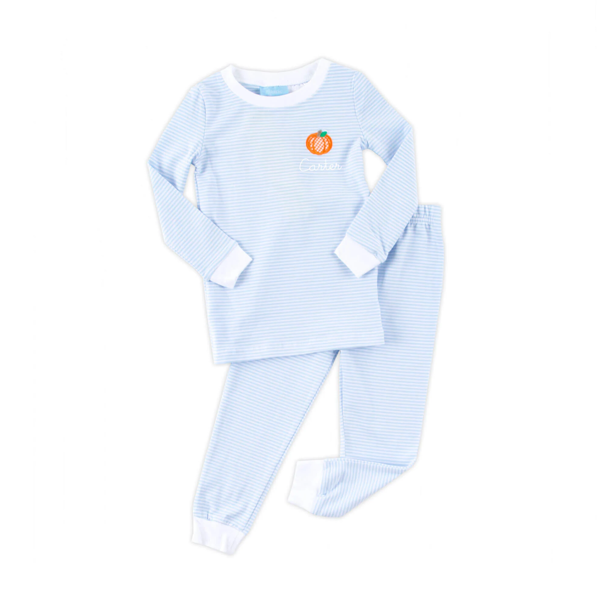 Pumpkin Light Blue Stripe Pajamas - Image 2