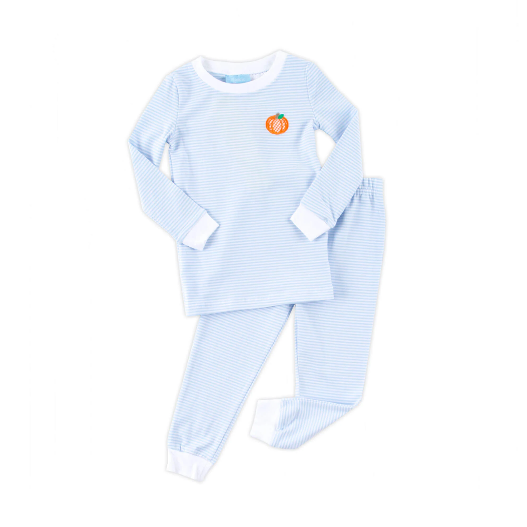 Pumpkin Light Blue Stripe Pajamas - Image 4