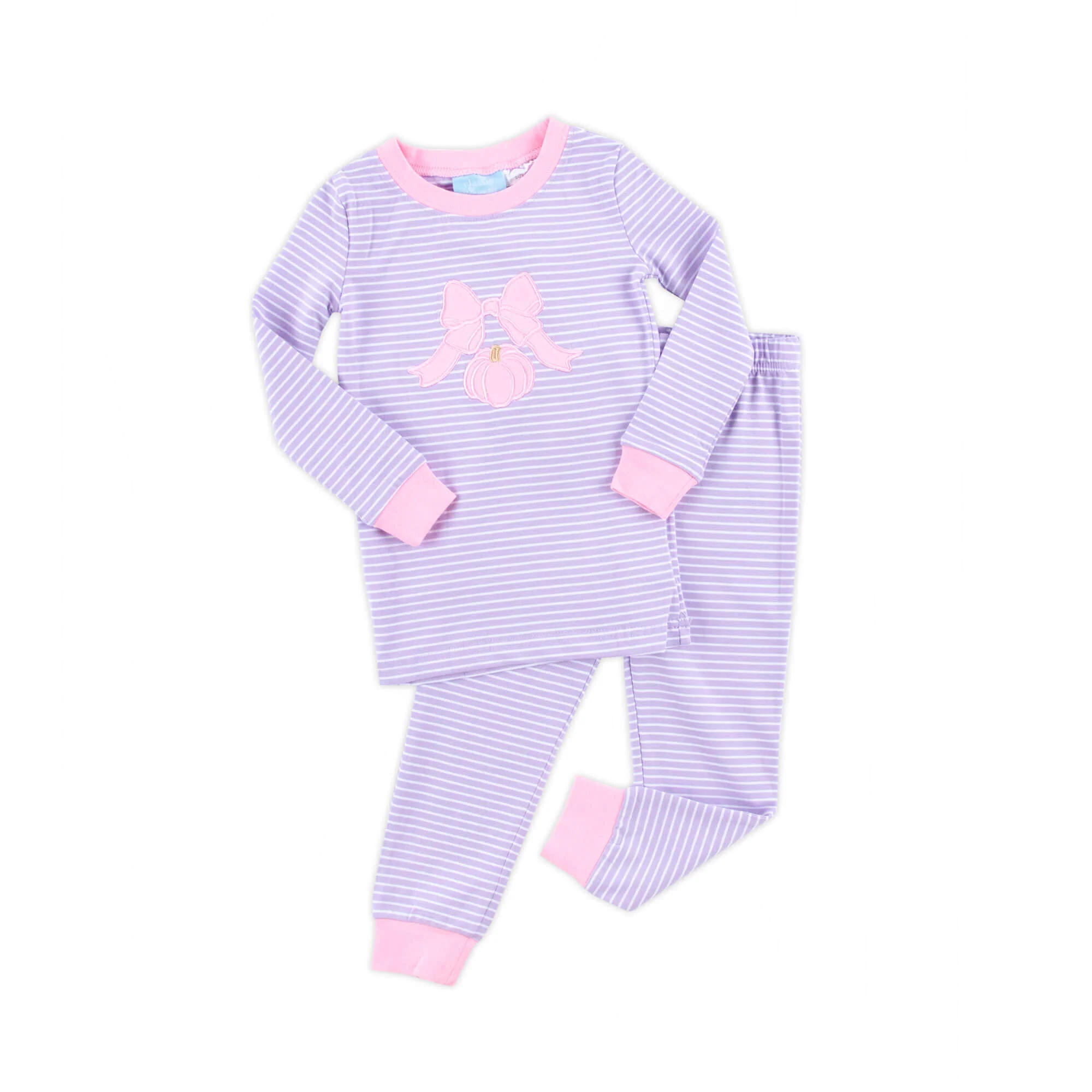 Pumpkin Bow Lavender Stripe Pajamas - Image 5