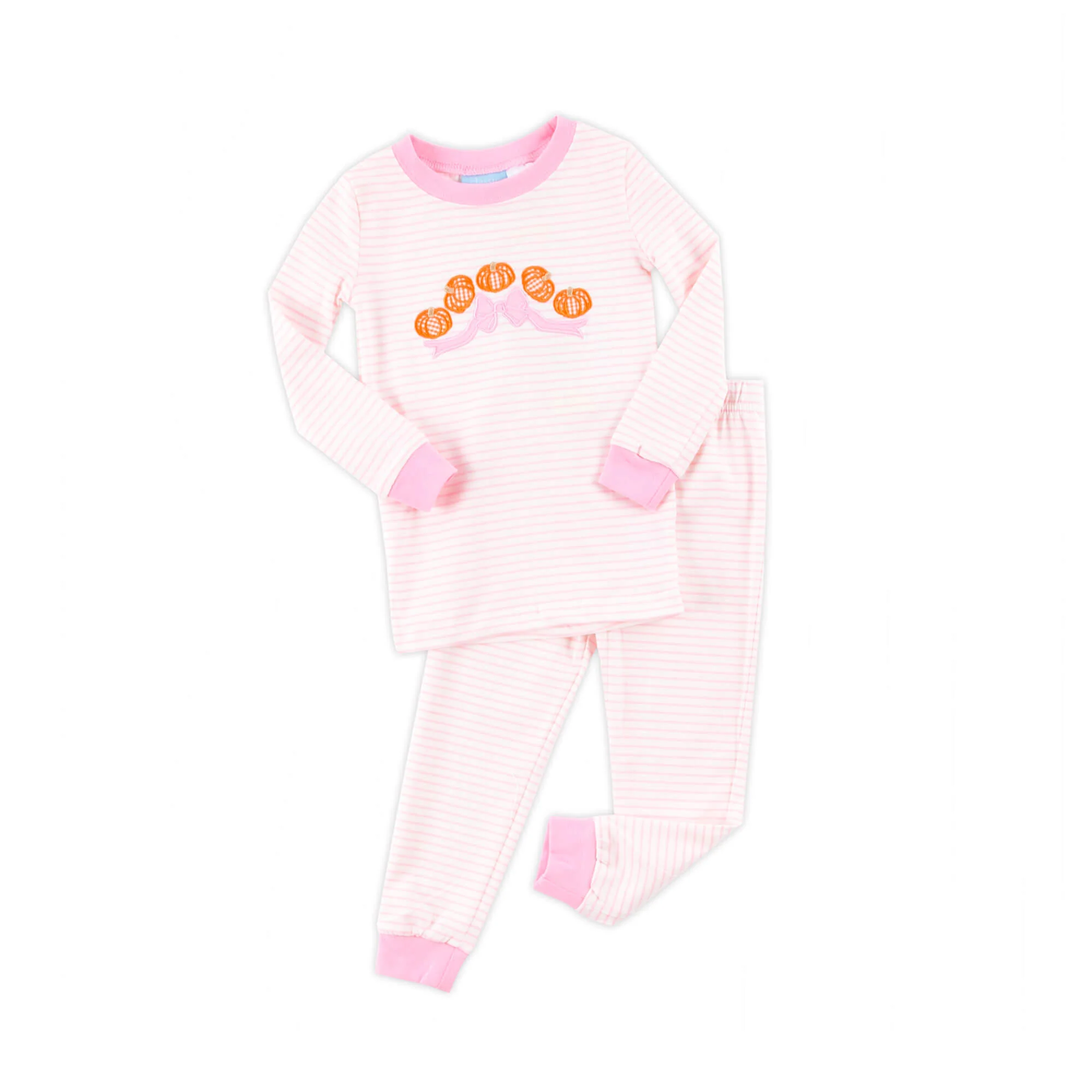 Pumpkin Bow Pink Stripe Pajamas - Image 4