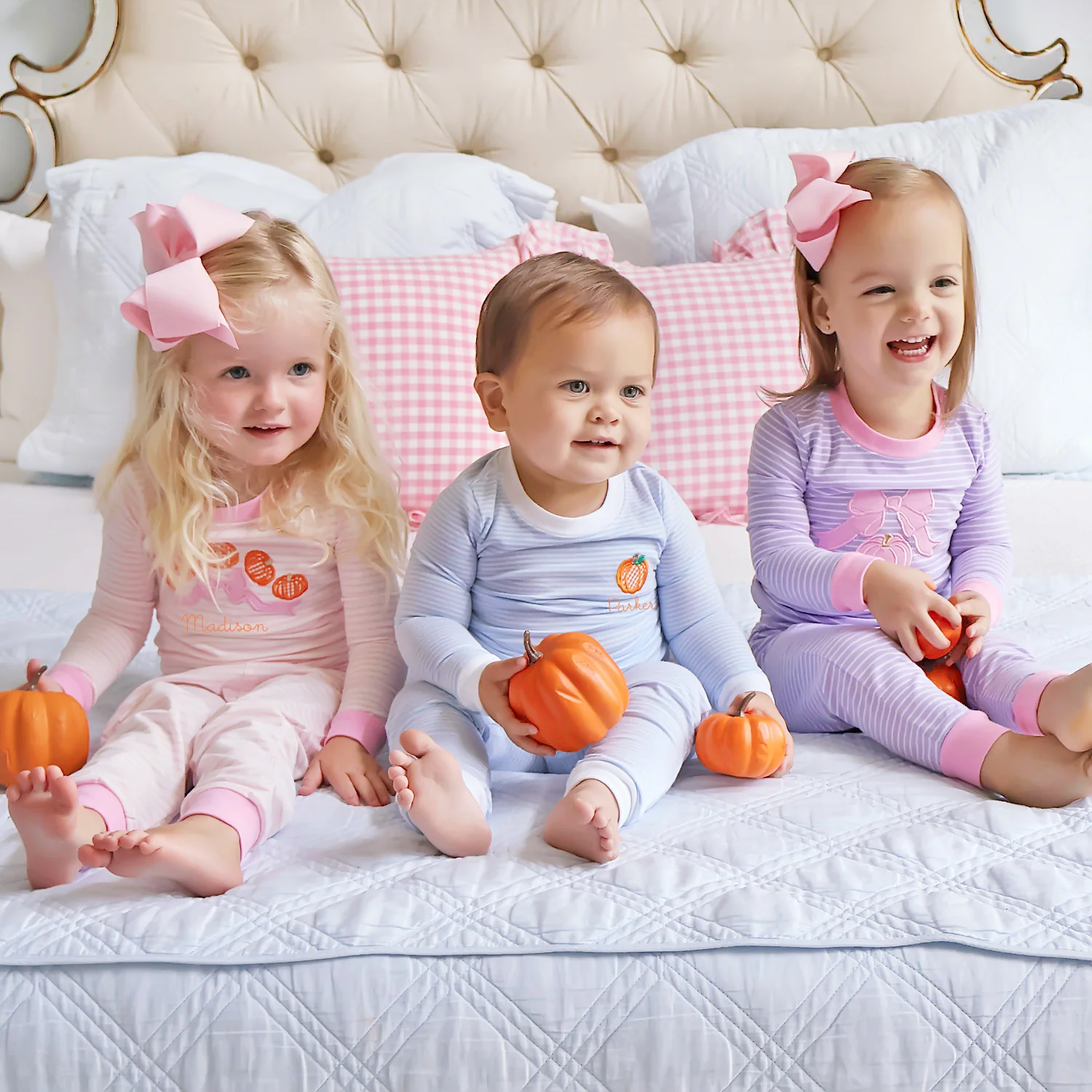 Pumpkin Bow Pink Stripe Pajamas - Image 5