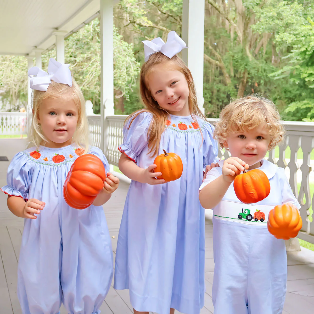 Pumpkin Delight Smocked Blue Jon Jon - Image 3
