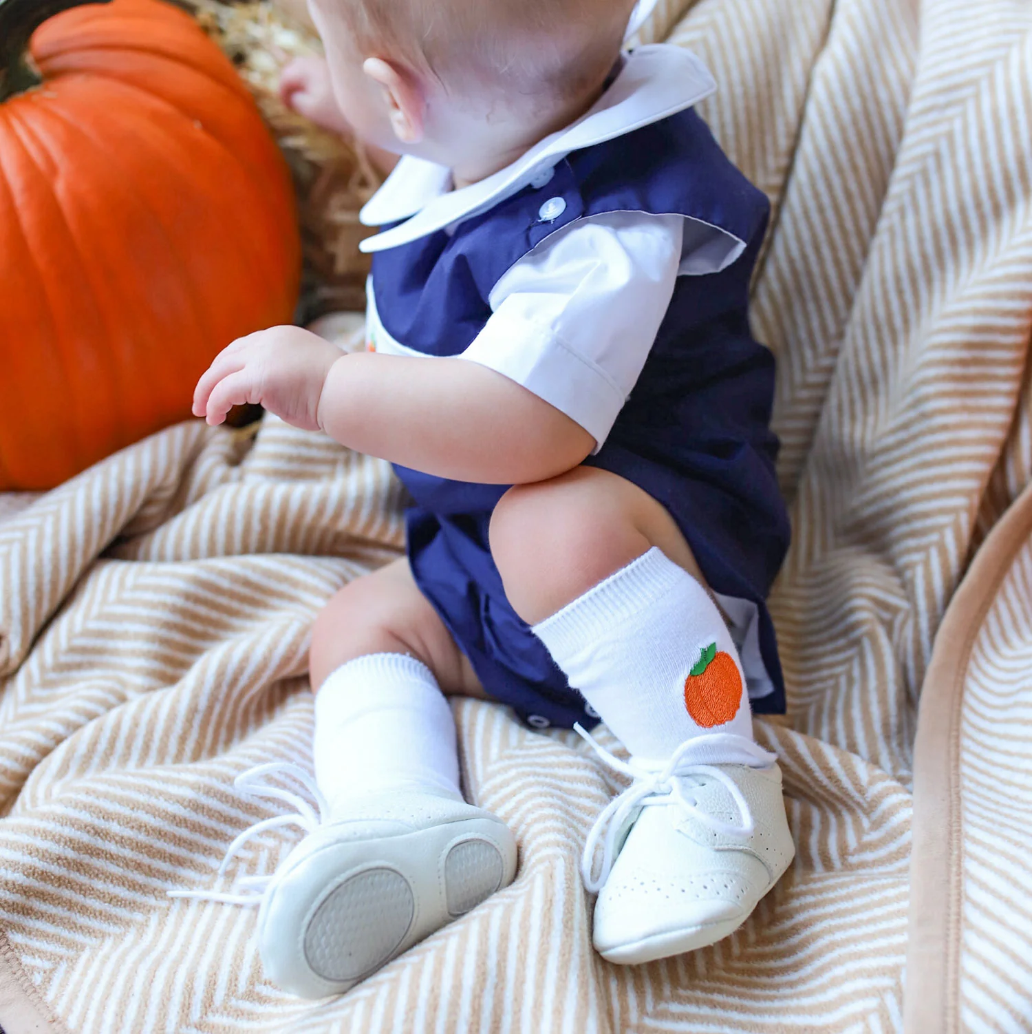 Pumpkin Embroidered Knee High Socks - Image 3